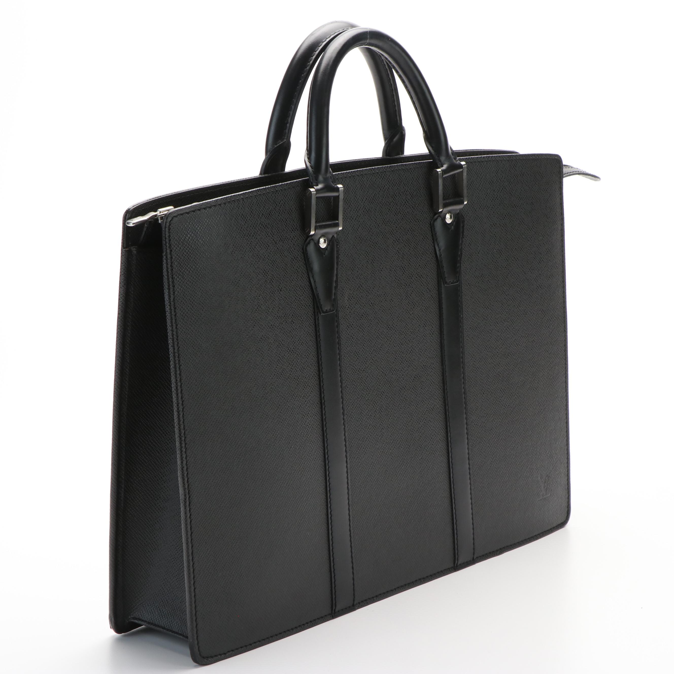 Louis Vuitton Porte Documents Voyage Black Taiga Leather Business Bag