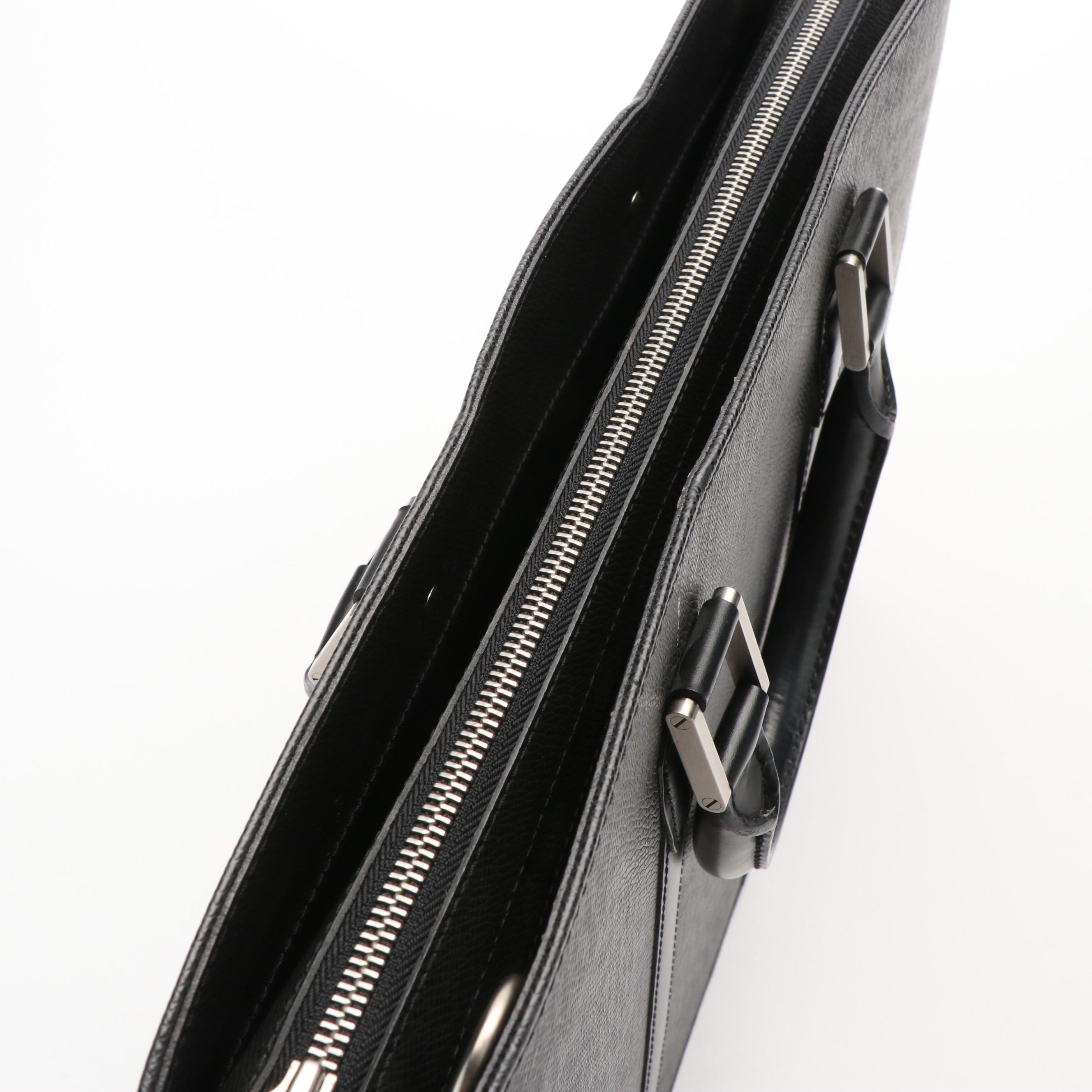 Louis Vuitton Porte Documents Voyage Black Taiga Leather Business Bag