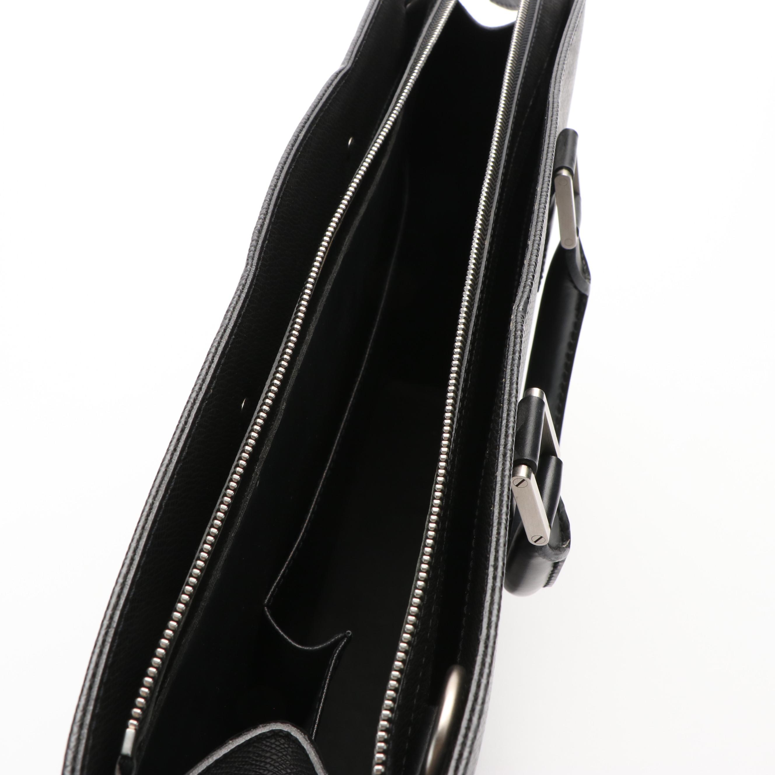 Louis Vuitton Porte Documents Voyage Black Taiga Leather Business Bag