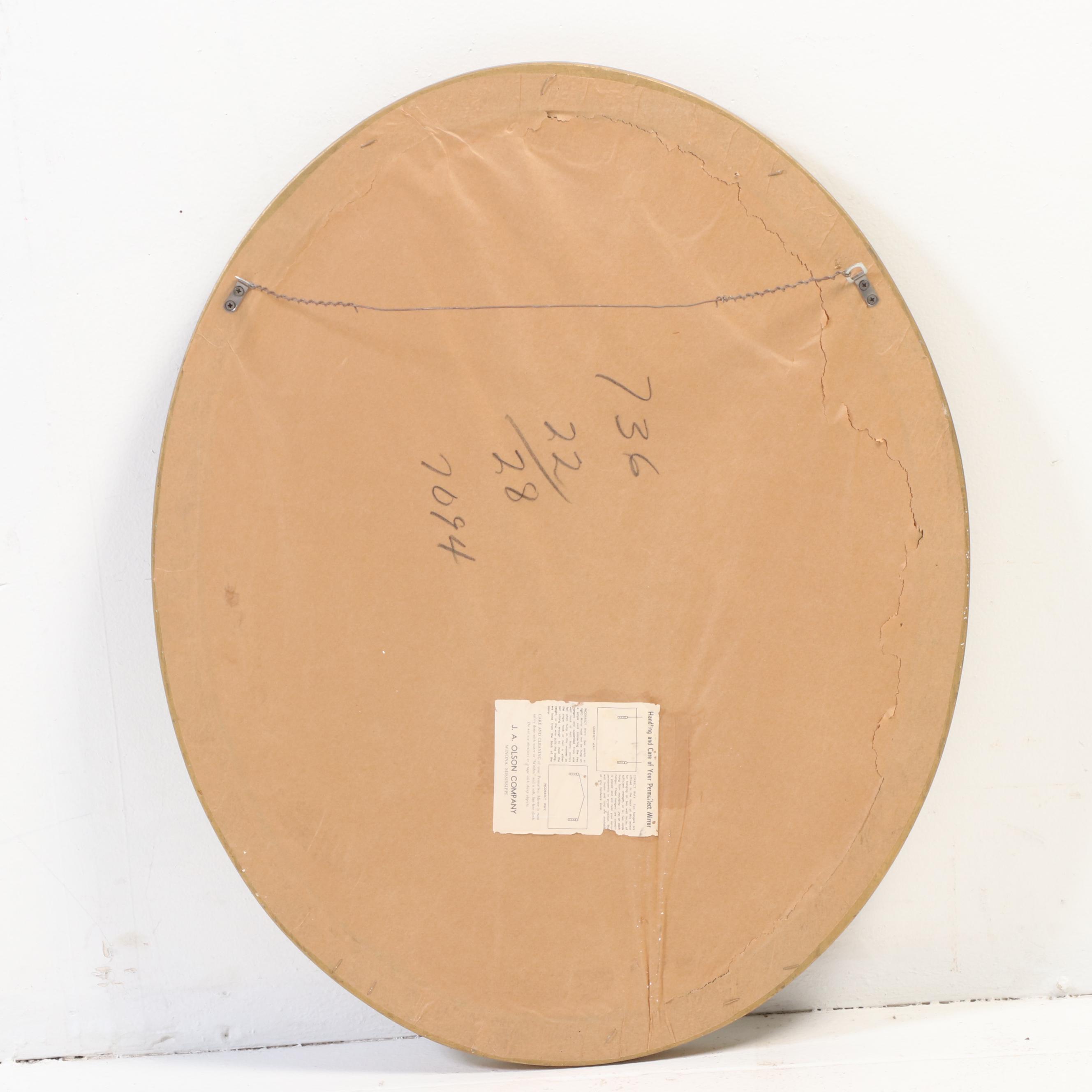 J. A. Olson Company Giltwood Oval Wall Mirror, Mid-20th Century