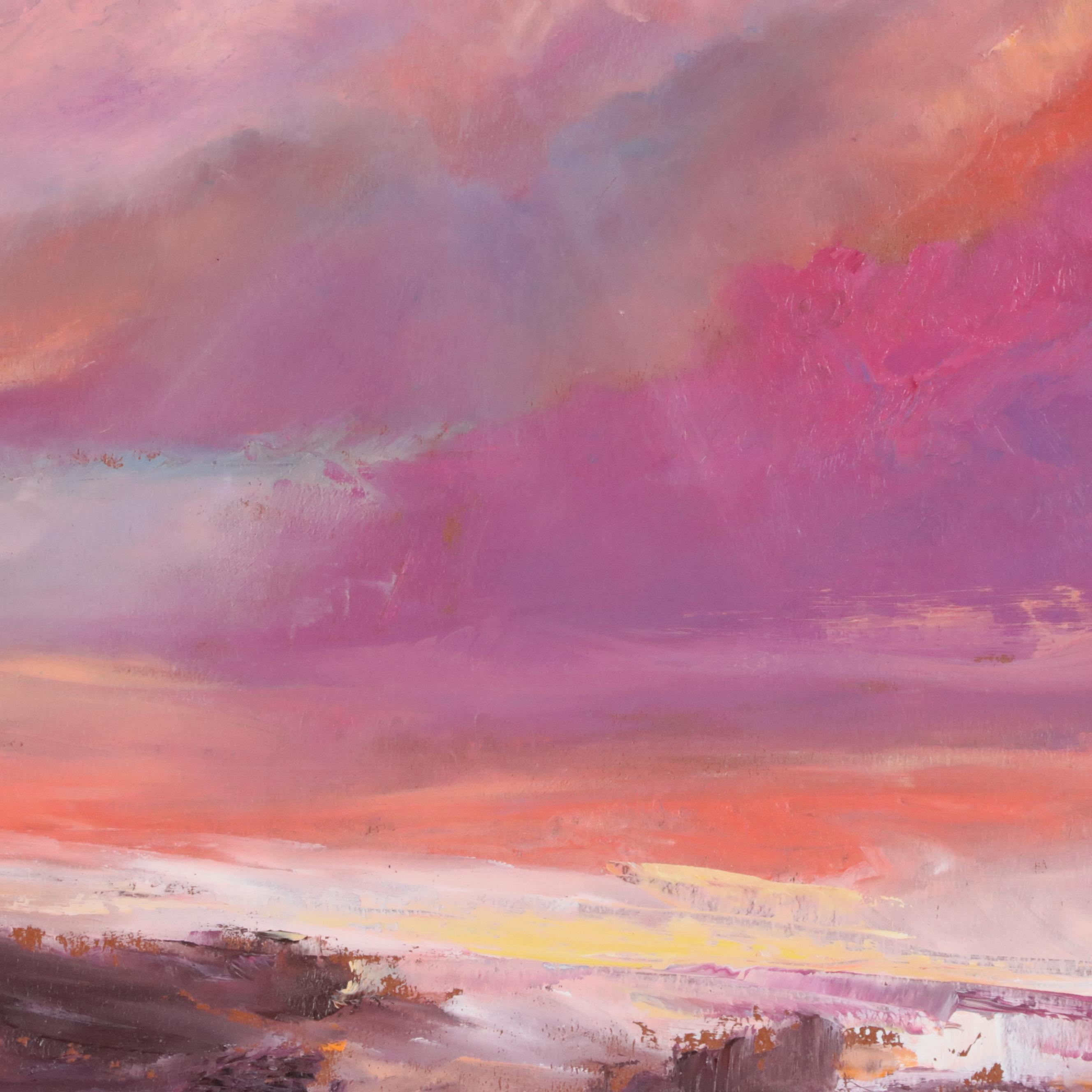 Rebecca Manns Sunset Landscape Oil Painting "Bohemian Skies," 21st Century