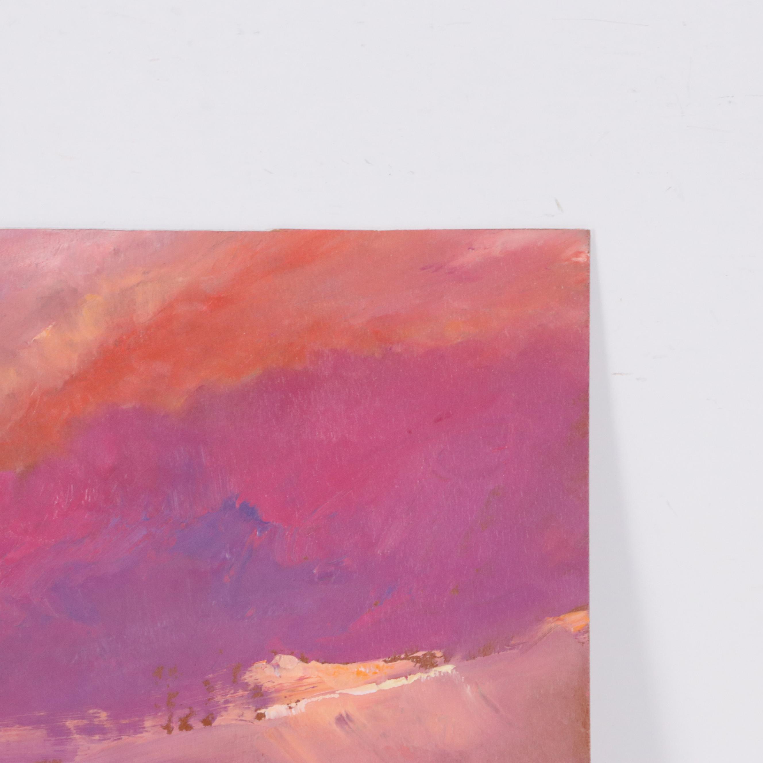 Rebecca Manns Sunset Landscape Oil Painting "Bohemian Skies," 21st Century