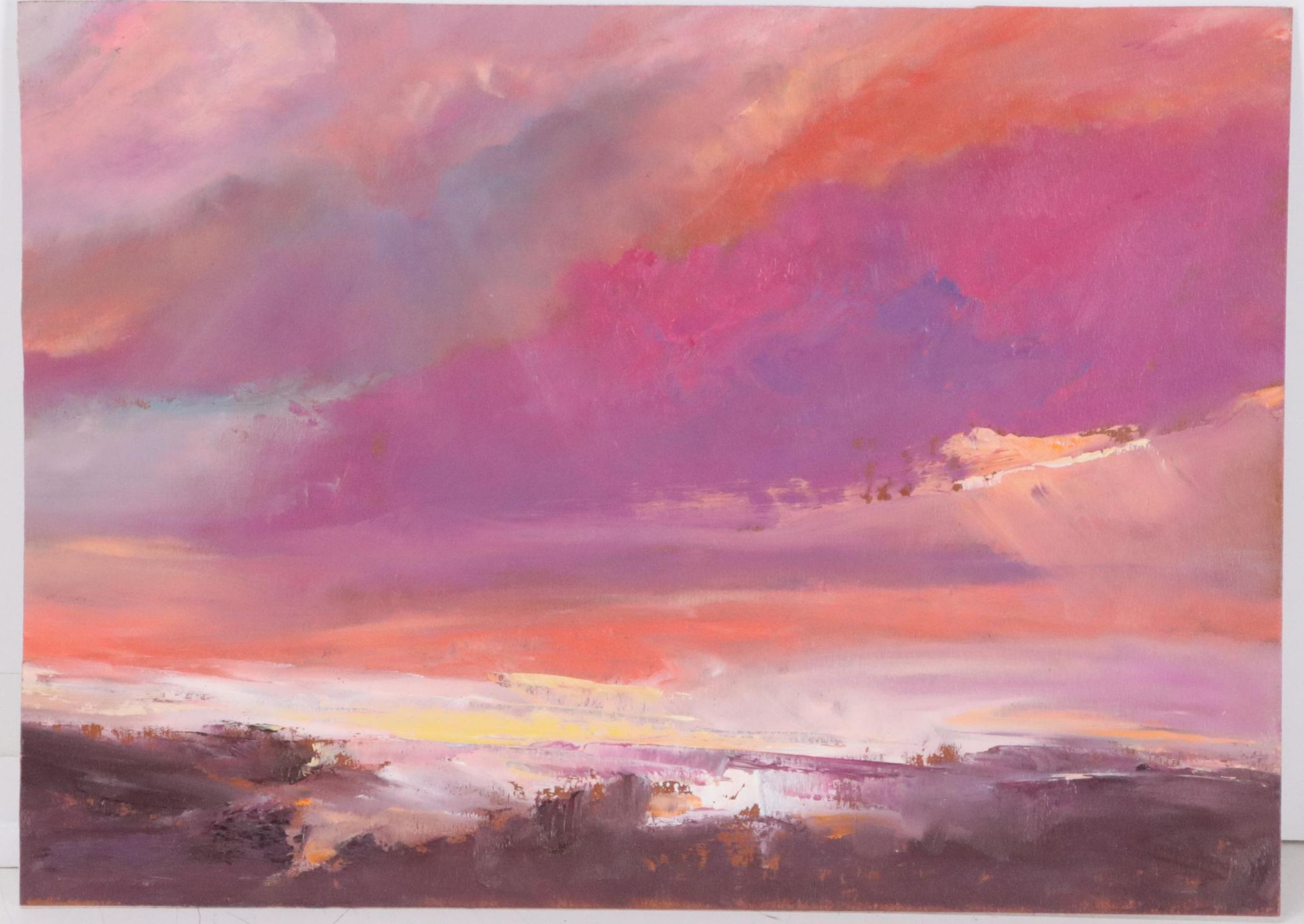 Rebecca Manns Sunset Landscape Oil Painting "Bohemian Skies," 21st Century