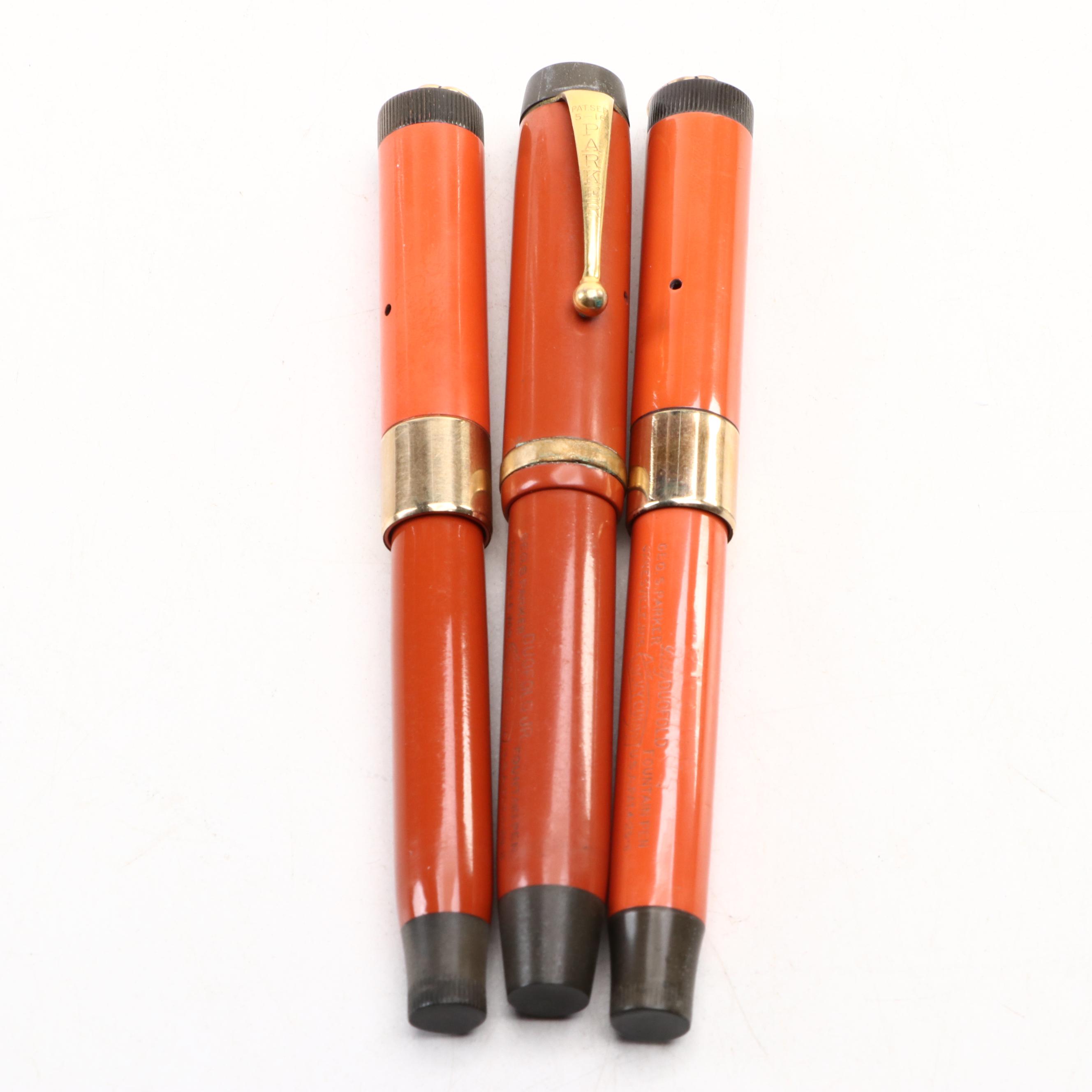 Parker Lucky Curve Duofold Ring Top and Parker Jr. Fountain Pens