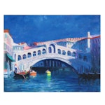 Nino Pippa Landscape Oil Painting "Venice Rialto Bridge," 2015