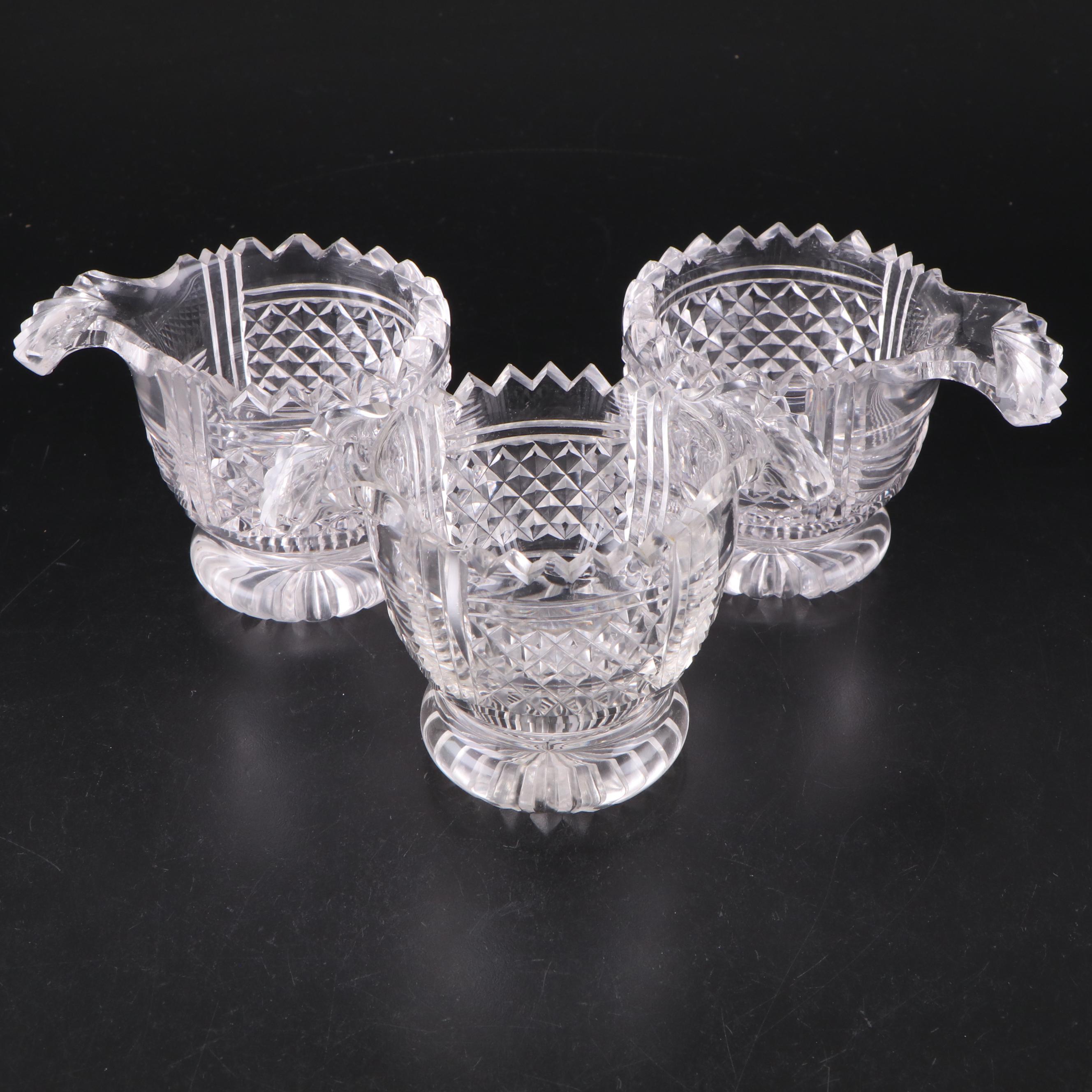 Irish Cut Glass Footed Two-Handled and Other Piggins, Early to Mid 19th Century