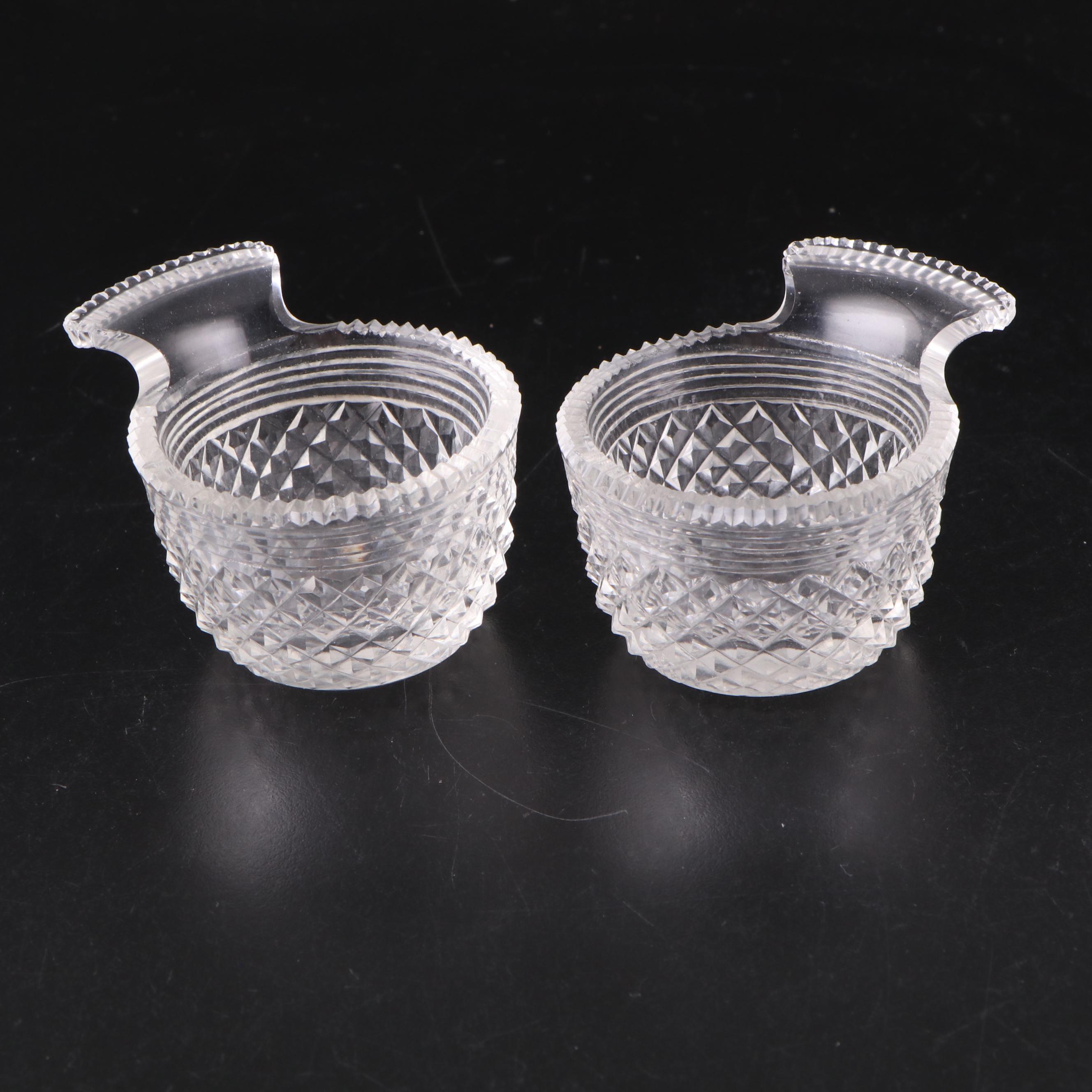 Irish Cut Glass Footed Two-Handled and Other Piggins, Early to Mid 19th Century