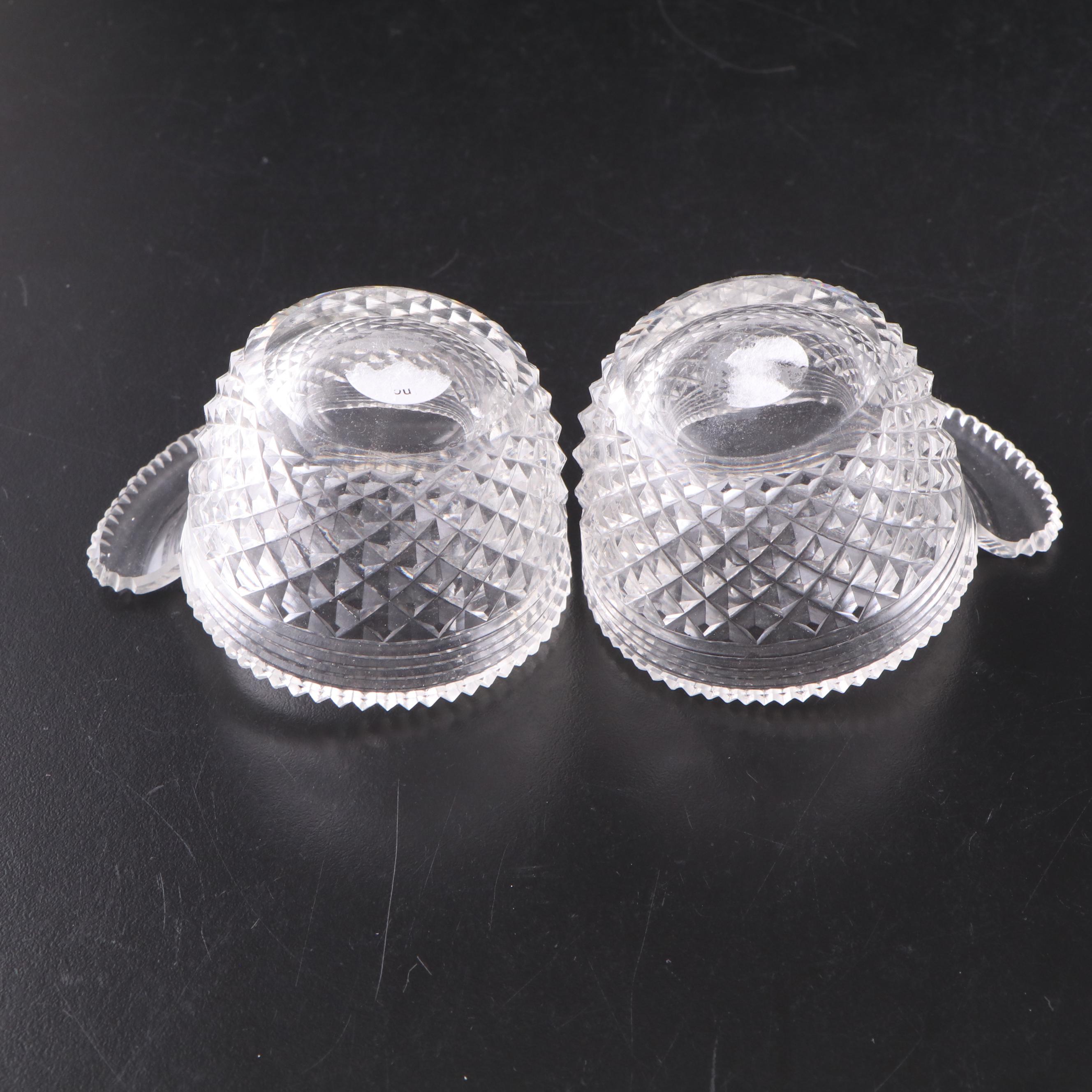 Irish Cut Glass Footed Two-Handled and Other Piggins, Early to Mid 19th Century