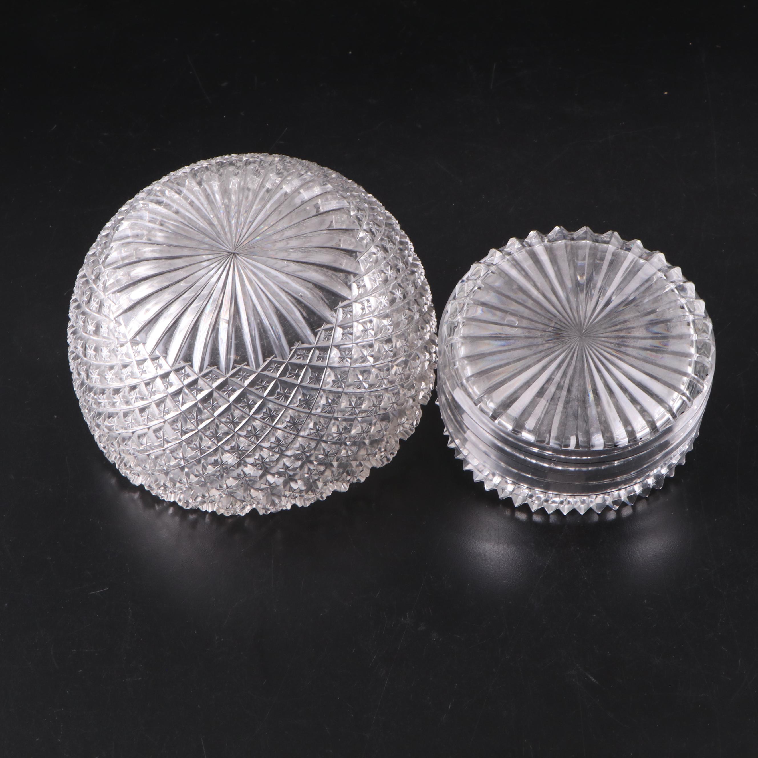 Irish Cut Glass Footed Two-Handled and Other Piggins, Early to Mid 19th Century