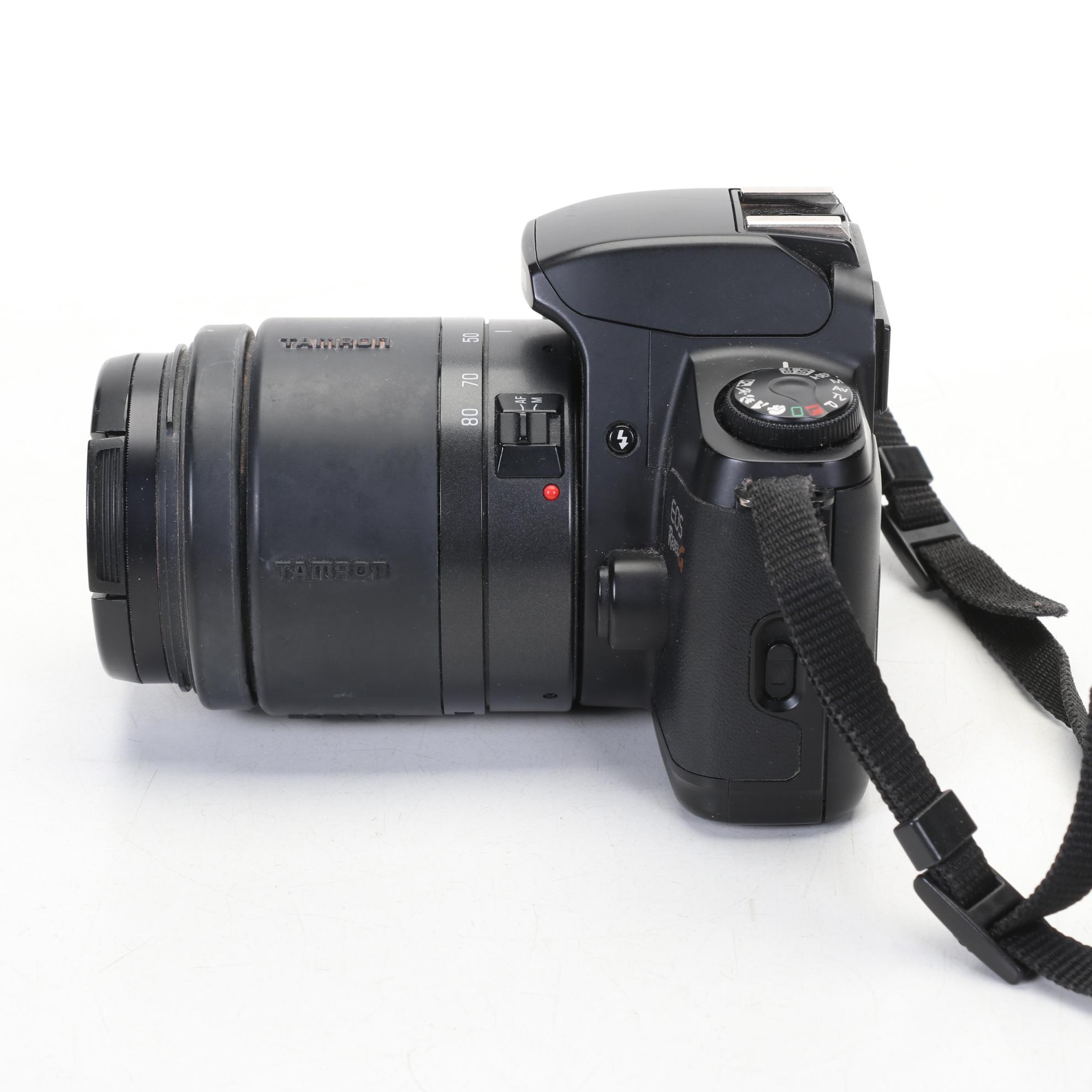 Canon EOS Rebel G Film Camera with Two Lenses and Digital Pocket Cameras