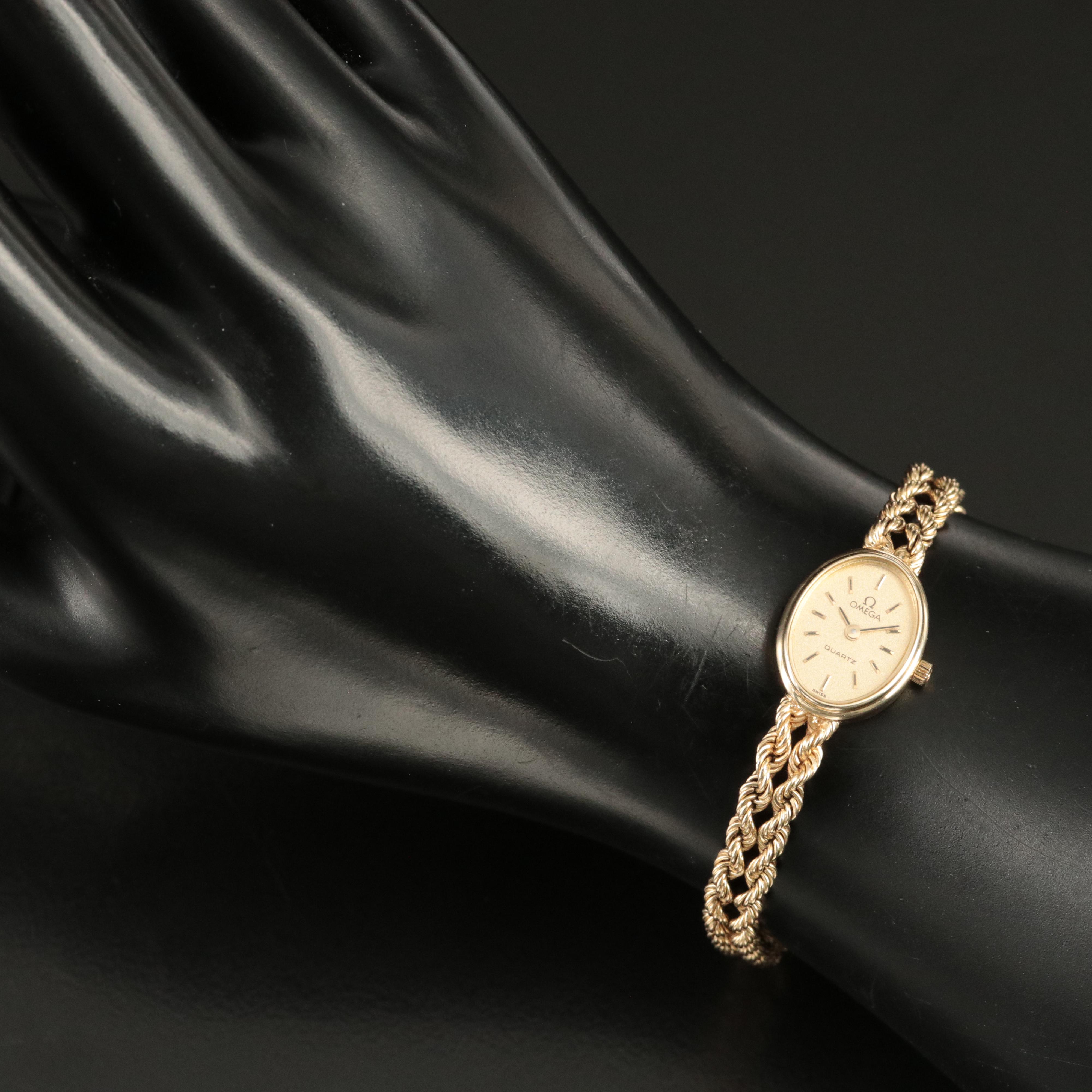 14K Omega Quartz Watch