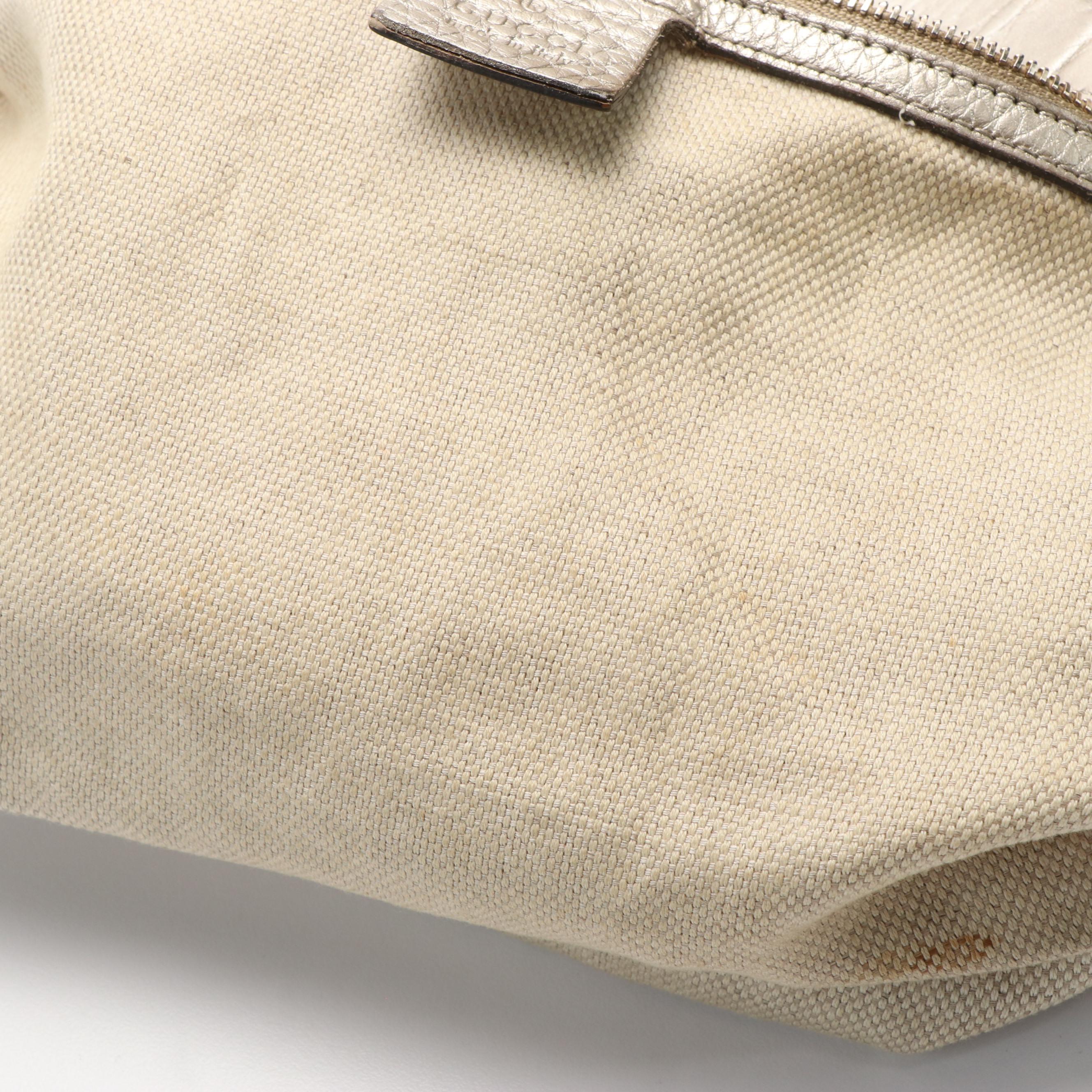 Gucci  Soho Metallic Beige Pebbled Leather Chain Tote Bag