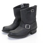 Frye Black Low Motorcycle Boots With Silver Tone Buckles, Size 8