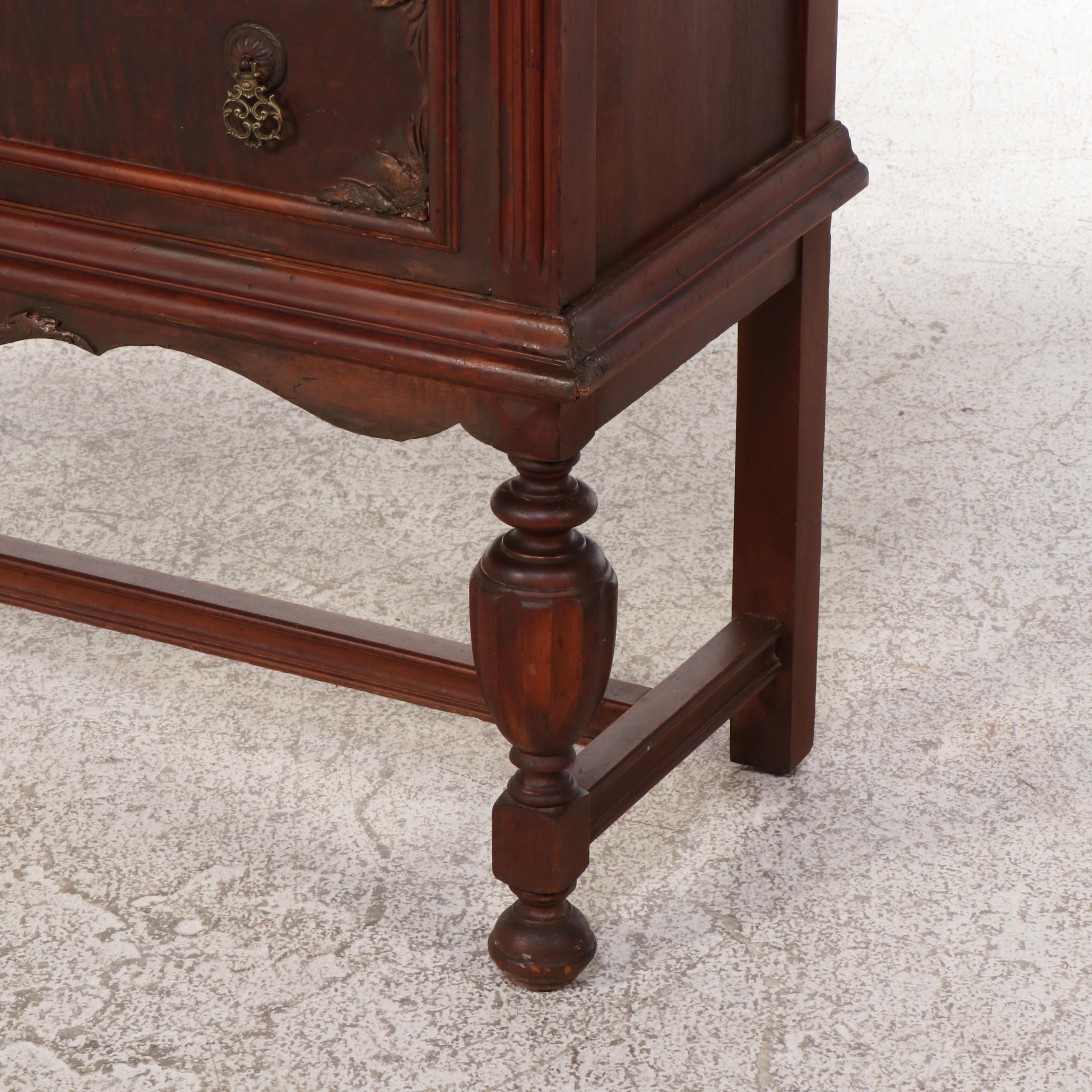 Jacobean Revival Walnut China Cabinet, circa 1930