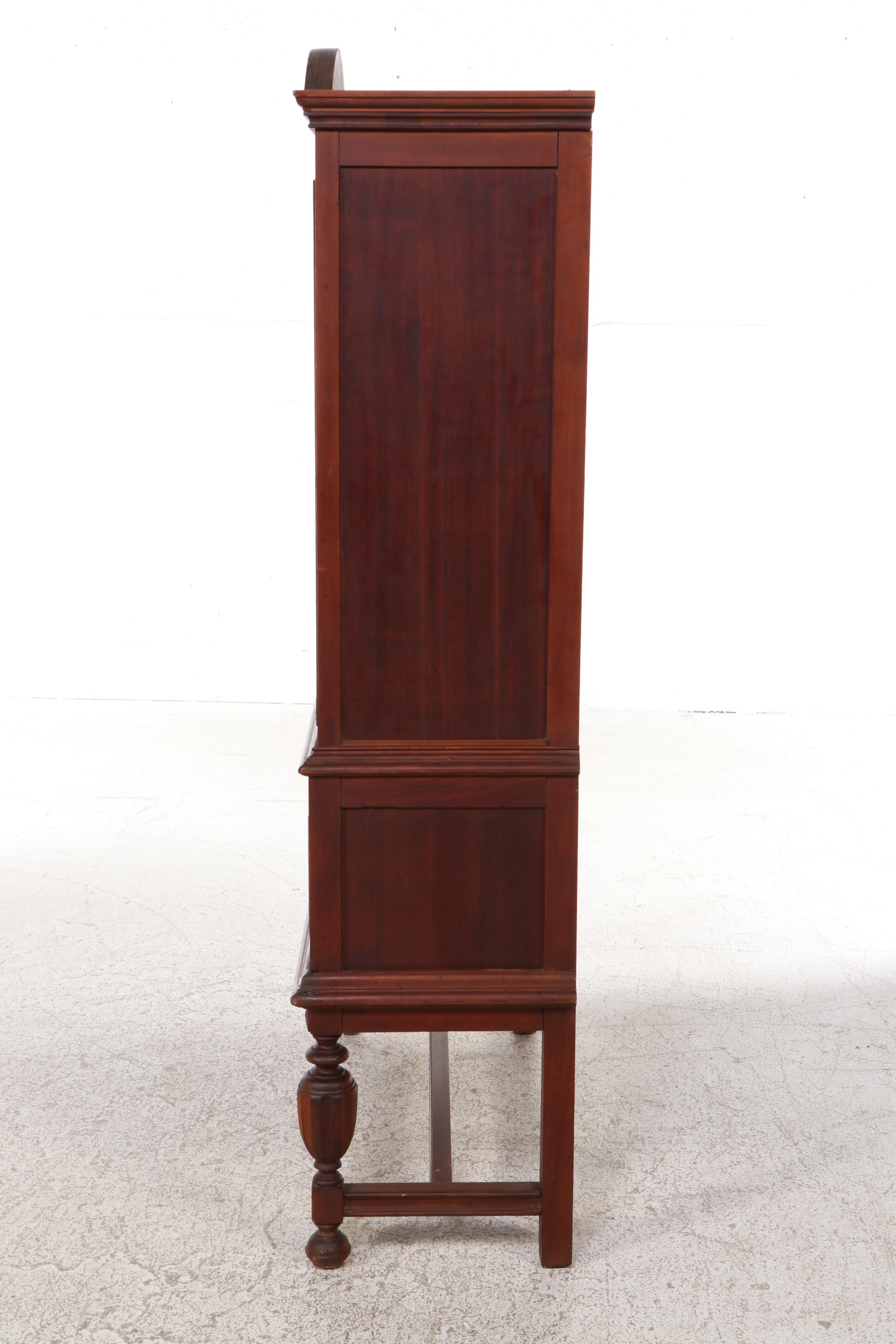 Jacobean Revival Walnut China Cabinet, circa 1930