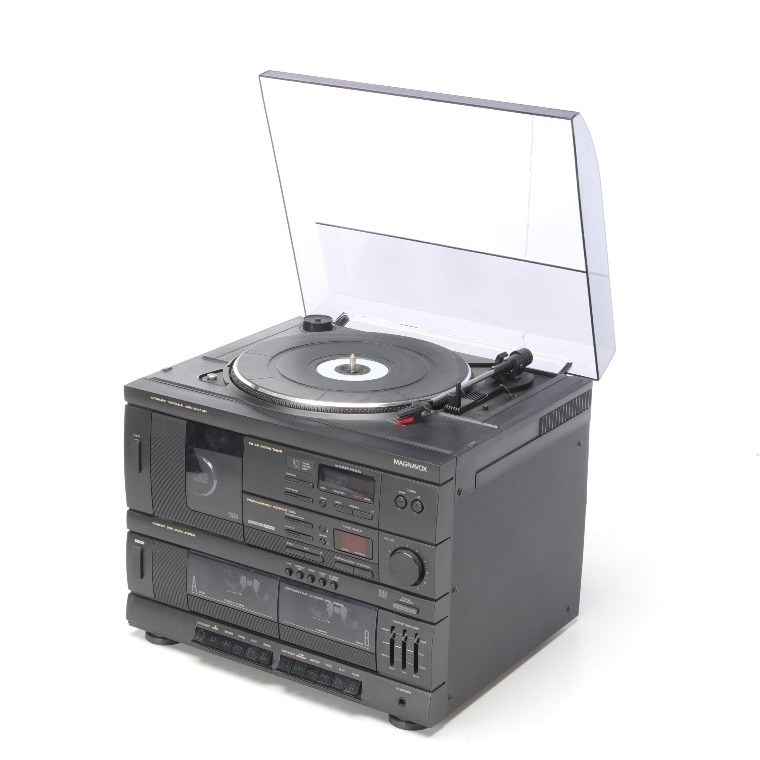 Magnavox 3 Piece Stereo System and Speakers