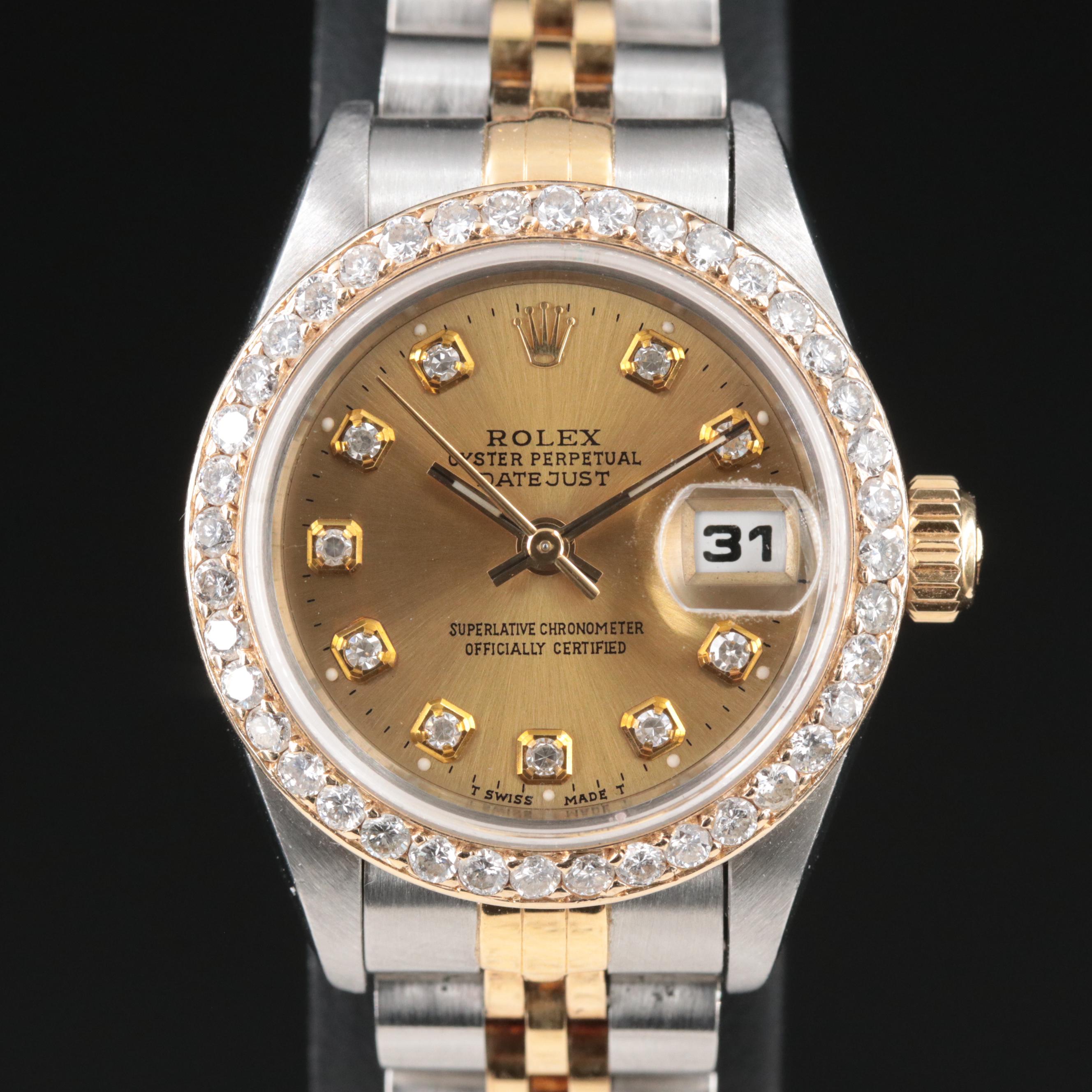 1994 Rolex Custom 2.20 CTW Diamond Bezel and Dial Datejust Watch