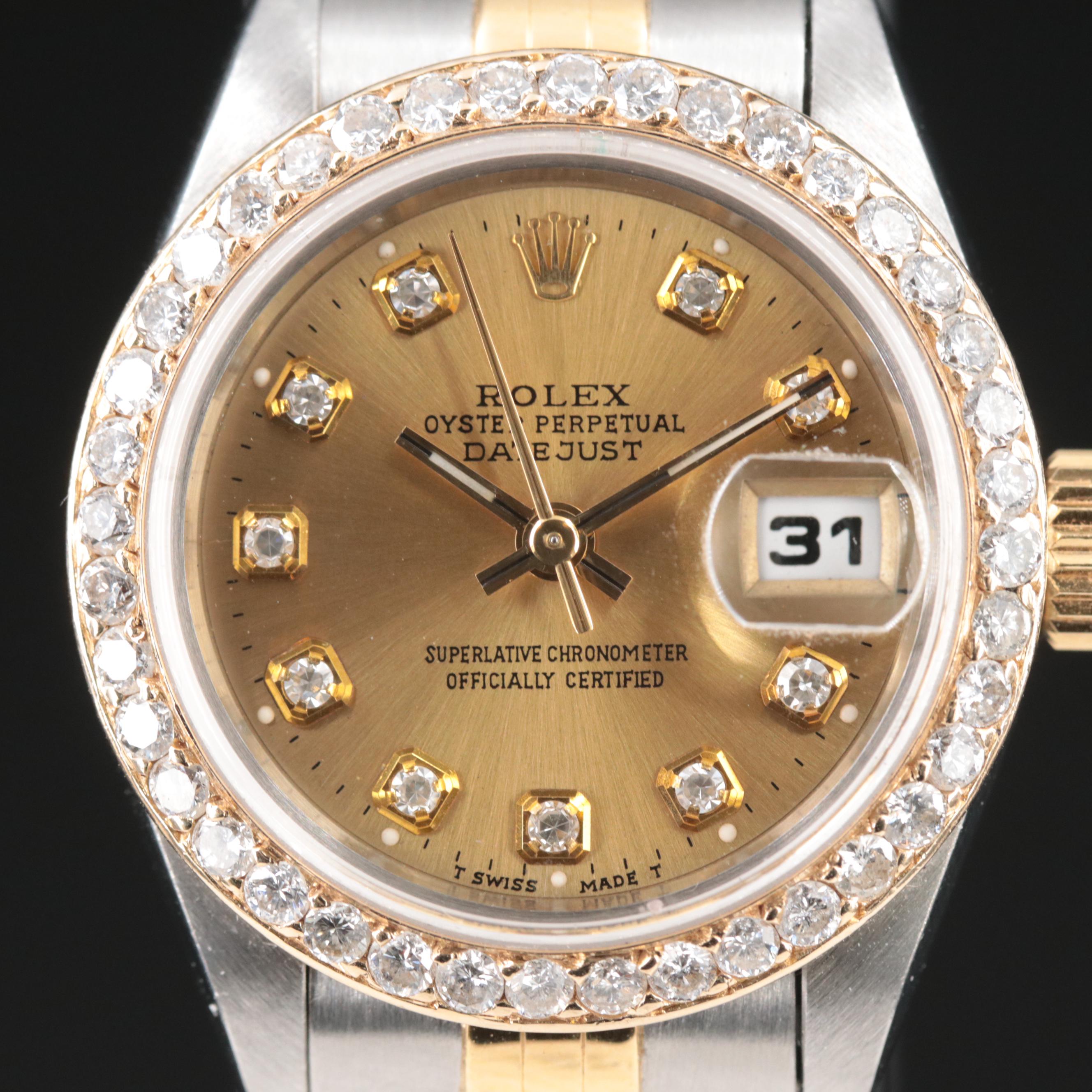 1994 Rolex Custom 2.20 CTW Diamond Bezel and Dial Datejust Watch
