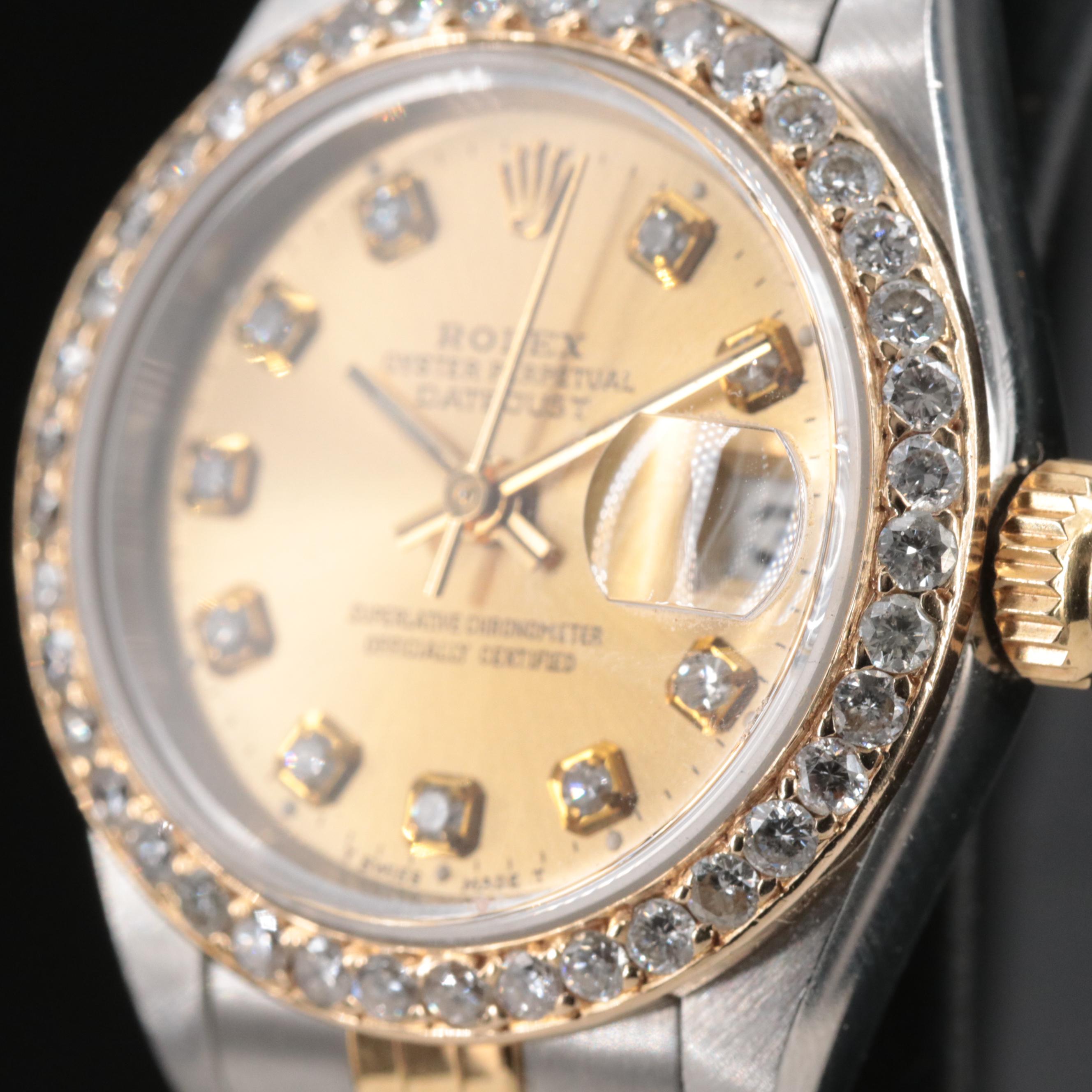 1994 Rolex Custom 2.20 CTW Diamond Bezel and Dial Datejust Watch