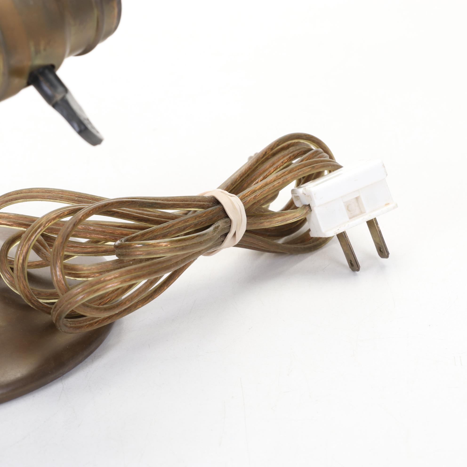 Late Victorian Slag Glass Shade and Partial Lamp Base with Stand, Early 20th C