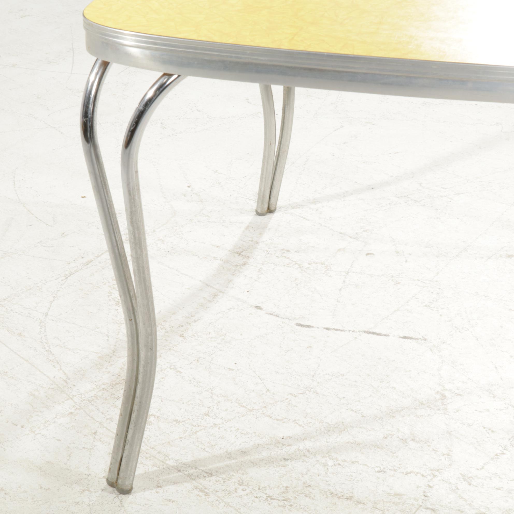 Louisville Chair Company Chrome and Yellow Laminate Top Dinette Table