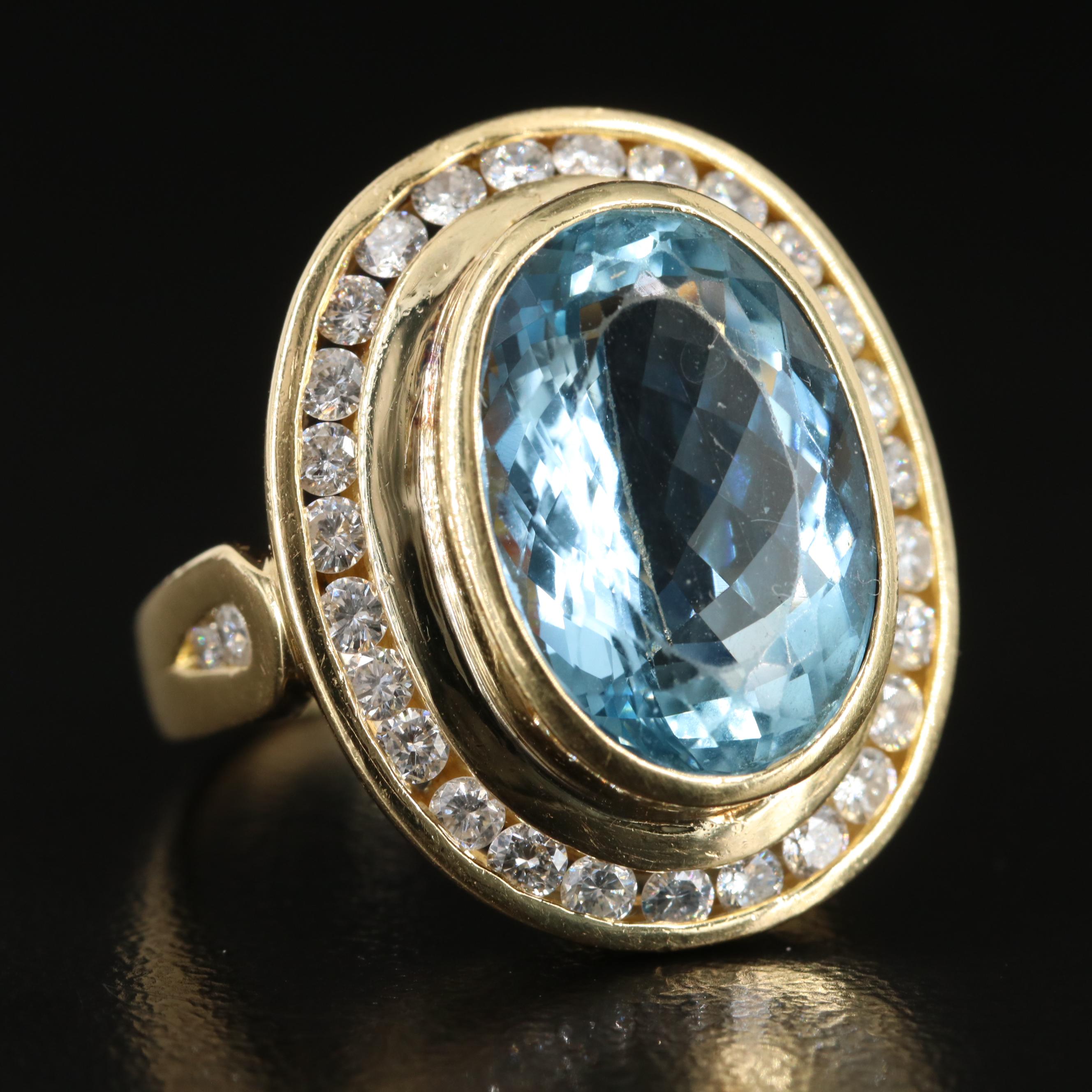 H. Stern 18K 5.99 CT Aquamarine and Diamond Halo Ring | Everything But ...