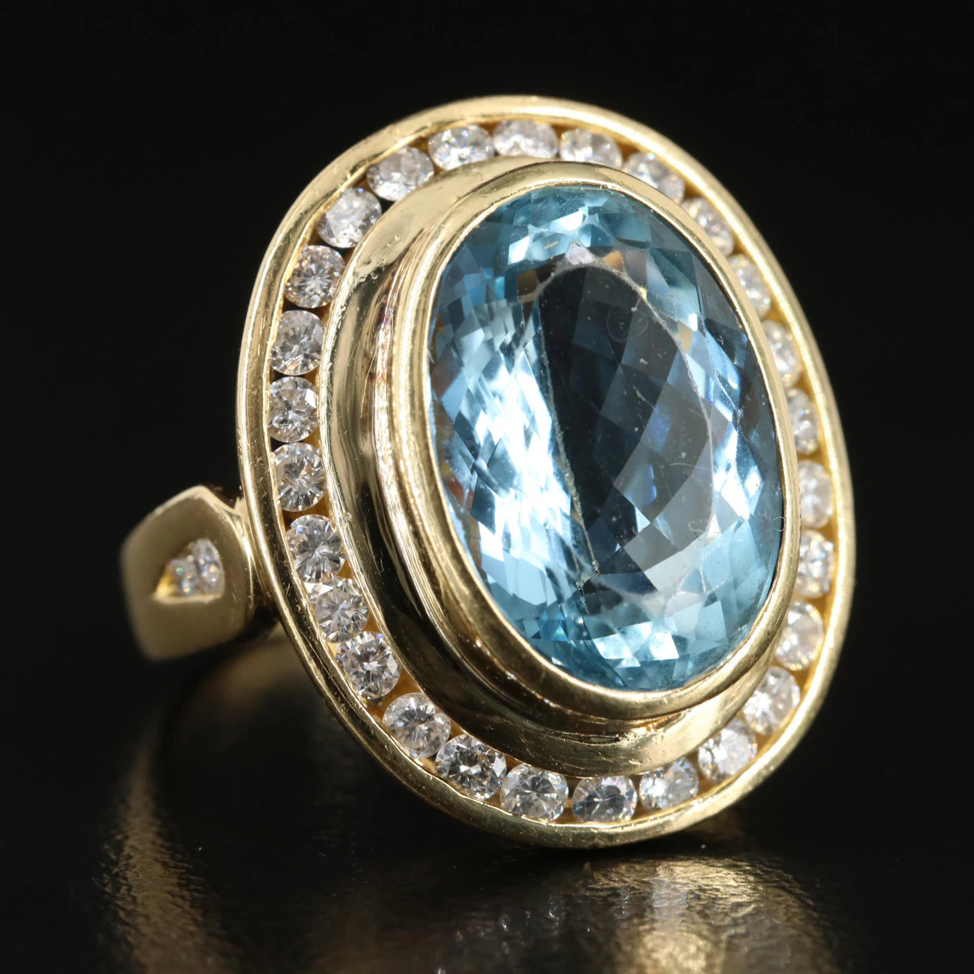 H. Stern 18K 5.99 CT Aquamarine and Diamond Halo Ring | Everything But ...