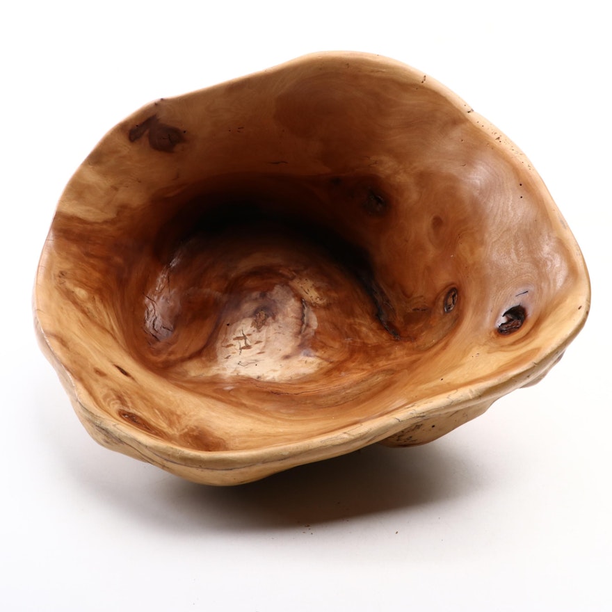Hand-Crafted Burlwood Natural Form Bowl