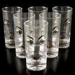 22K Gilded Highball Glass With Woman's Face, Set of Six