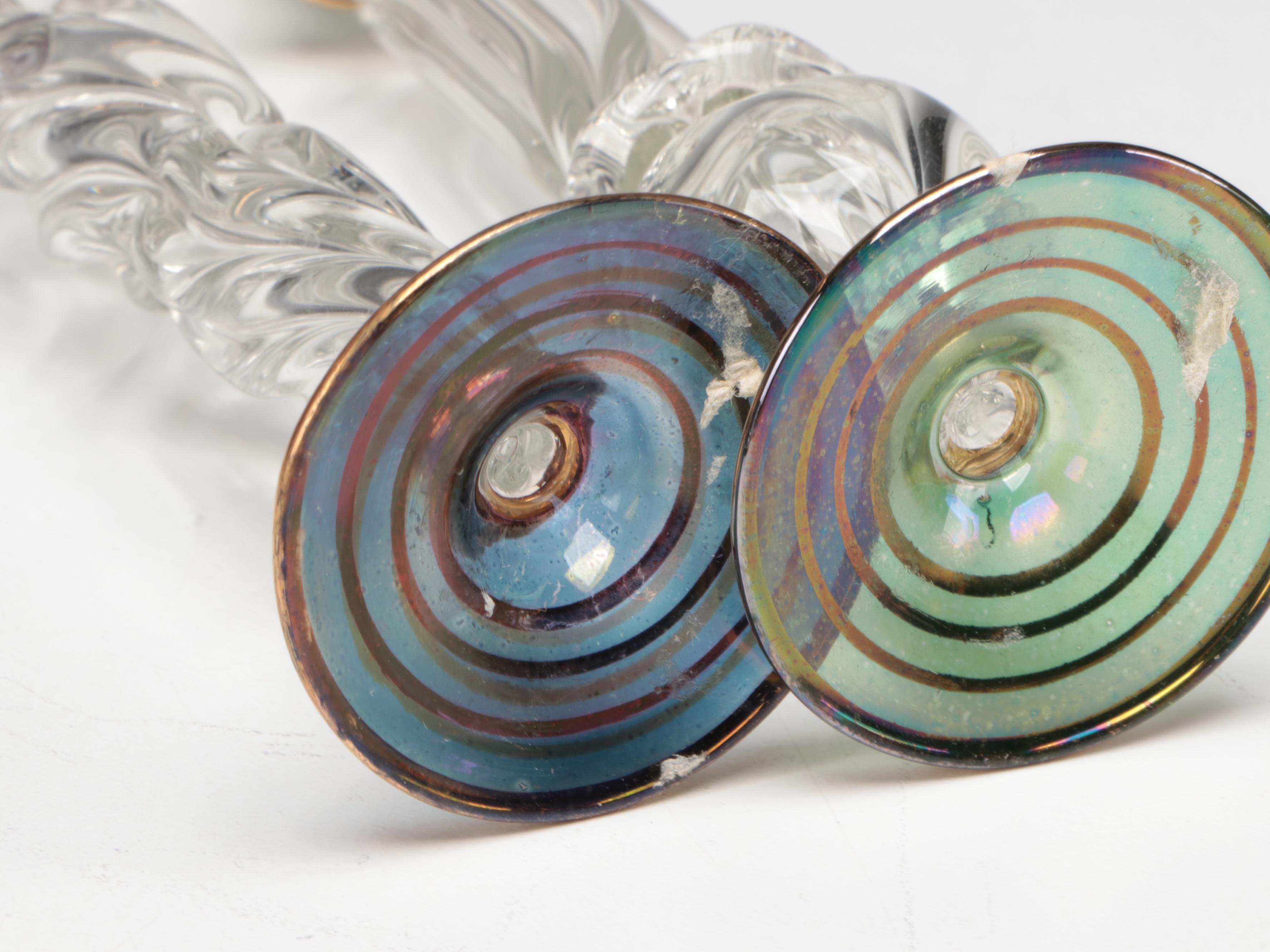 Sterling Silver Vanity Mirror/Tray with Egyptian Blown Glass Perfume Bottles