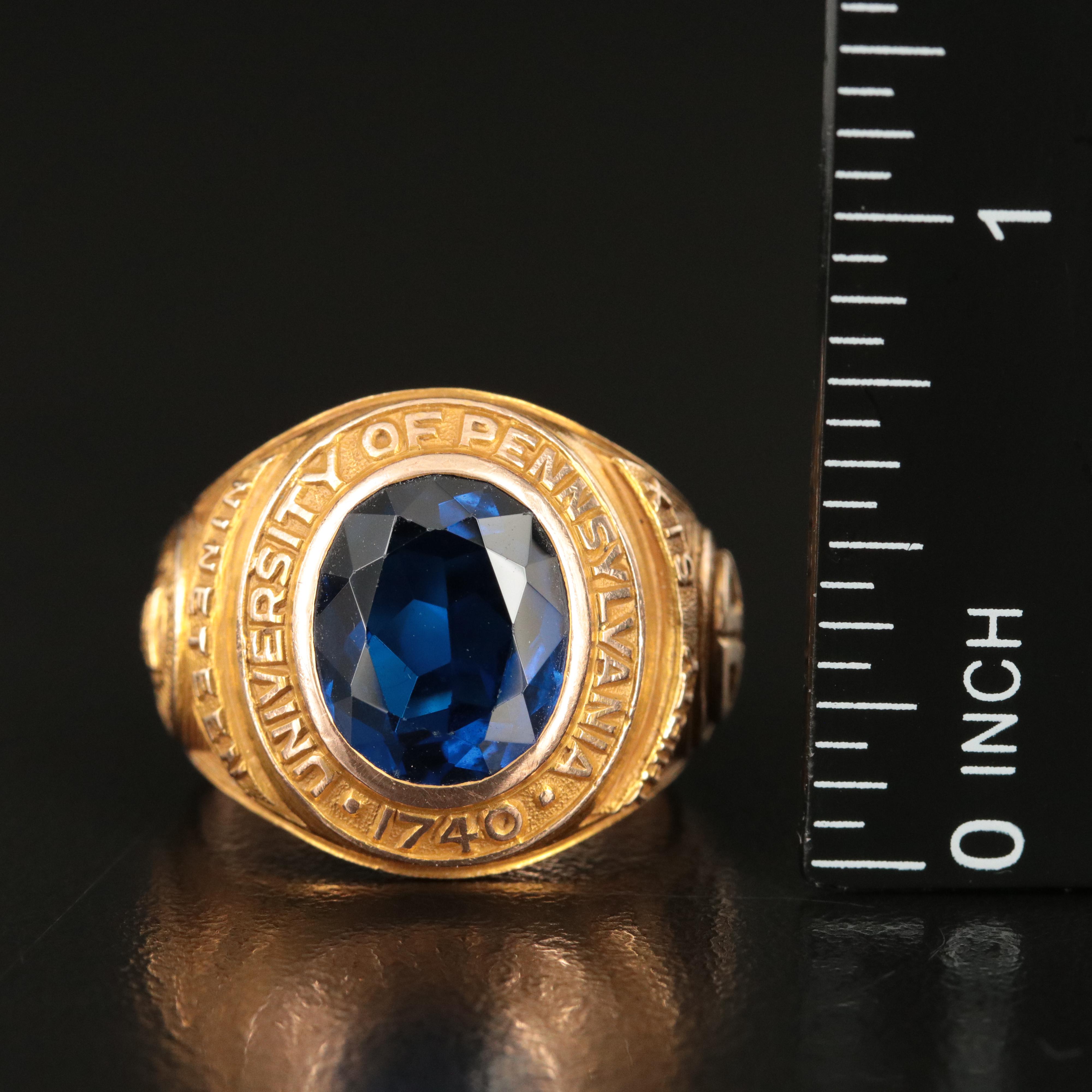 1936 10K Spinel University of Pennsylvania Class Ring