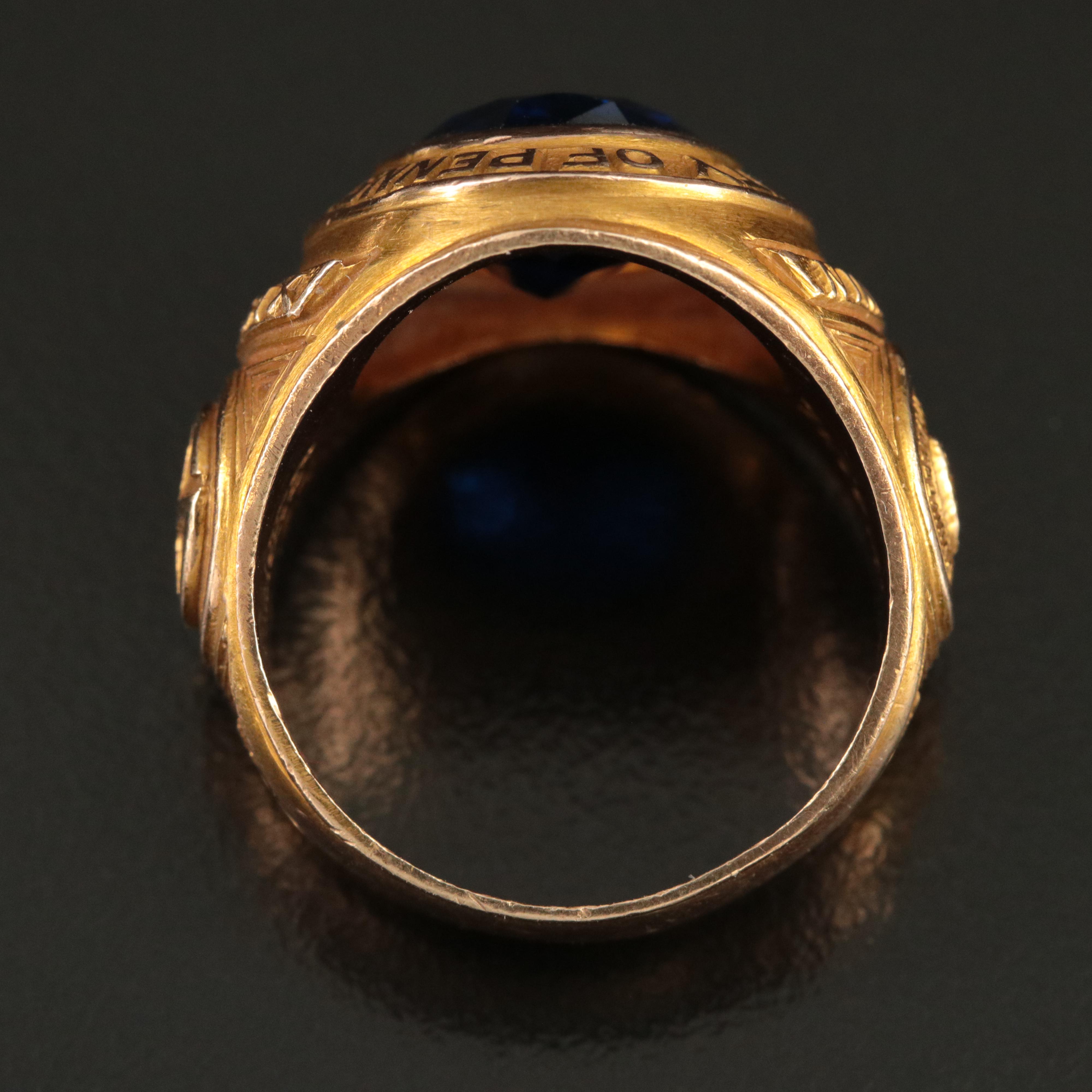 1936 10K Spinel University of Pennsylvania Class Ring