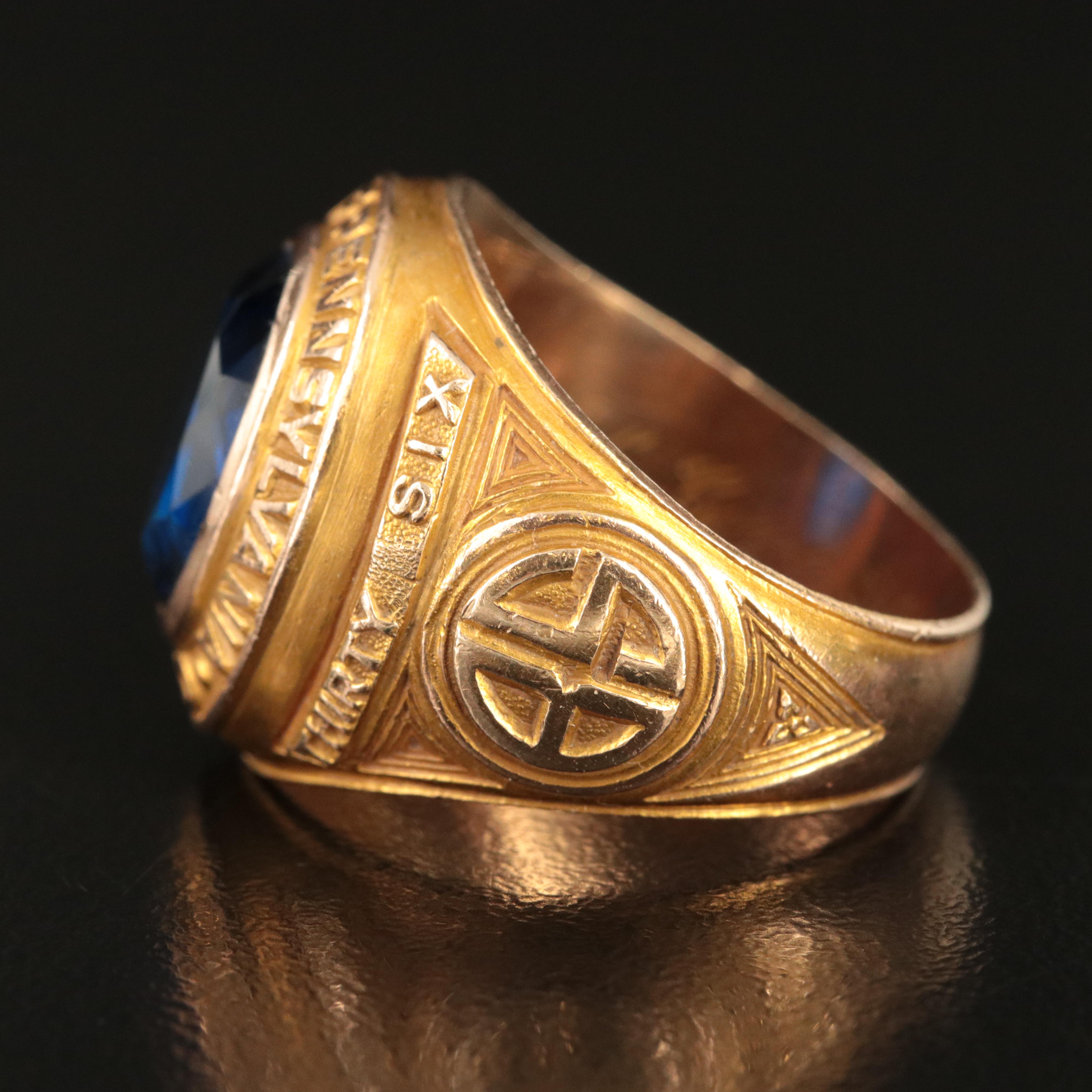 1936 10K Spinel University of Pennsylvania Class Ring