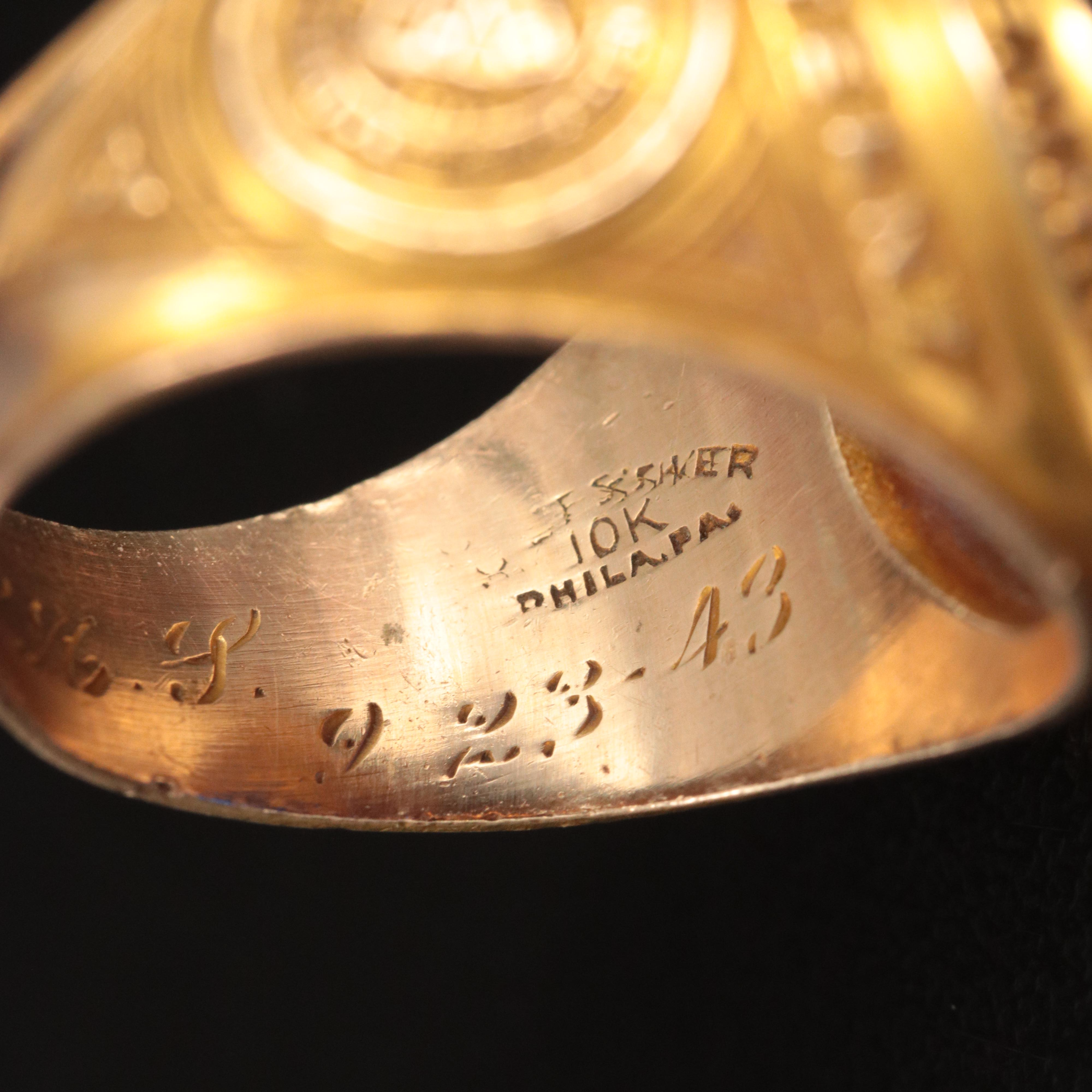 1936 10K Spinel University of Pennsylvania Class Ring