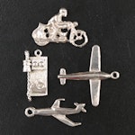 Vintage Airplane, Motorcycle and Phone Charms