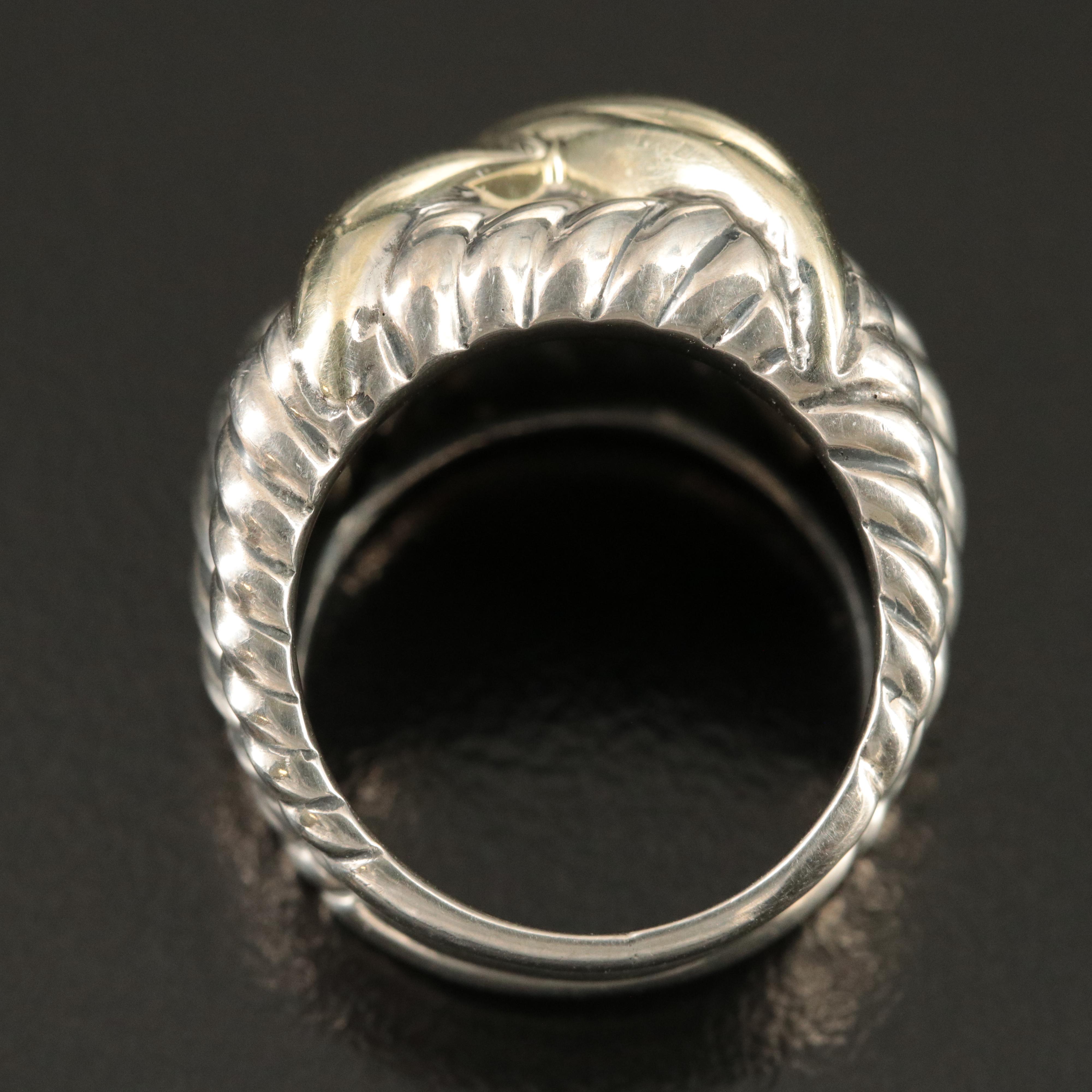 David Yurman Sterling and 14K Triple Cable "X" Ring