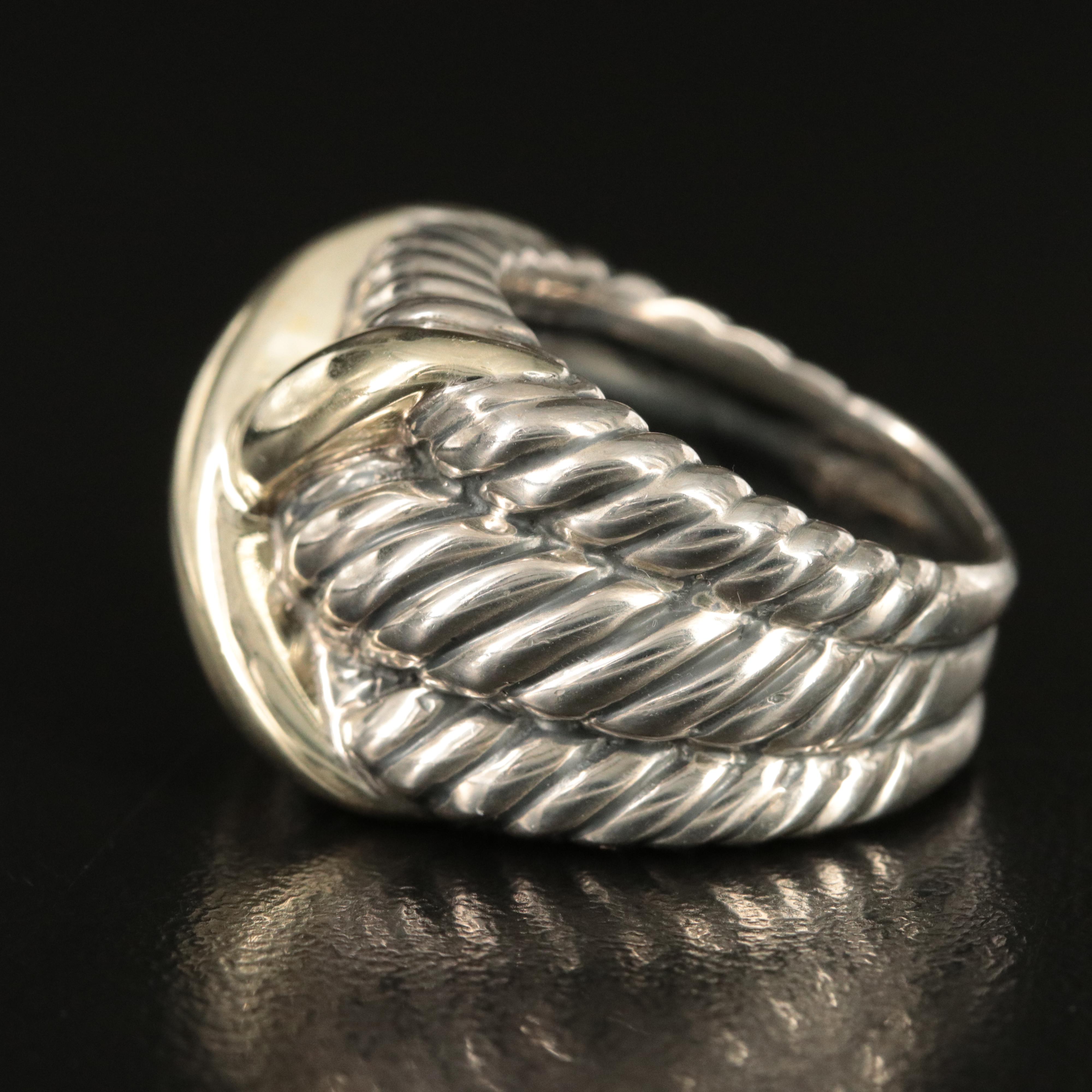 David Yurman Sterling and 14K Triple Cable "X" Ring