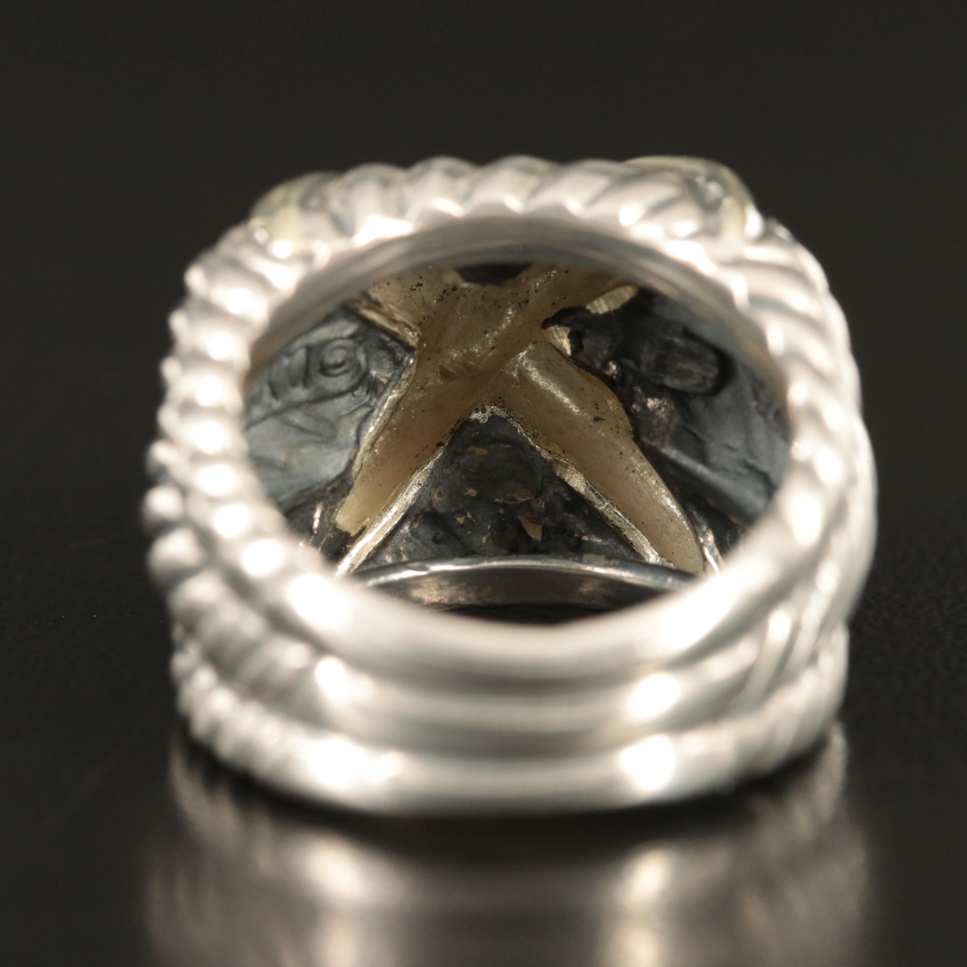 David Yurman Sterling and 14K Triple Cable "X" Ring