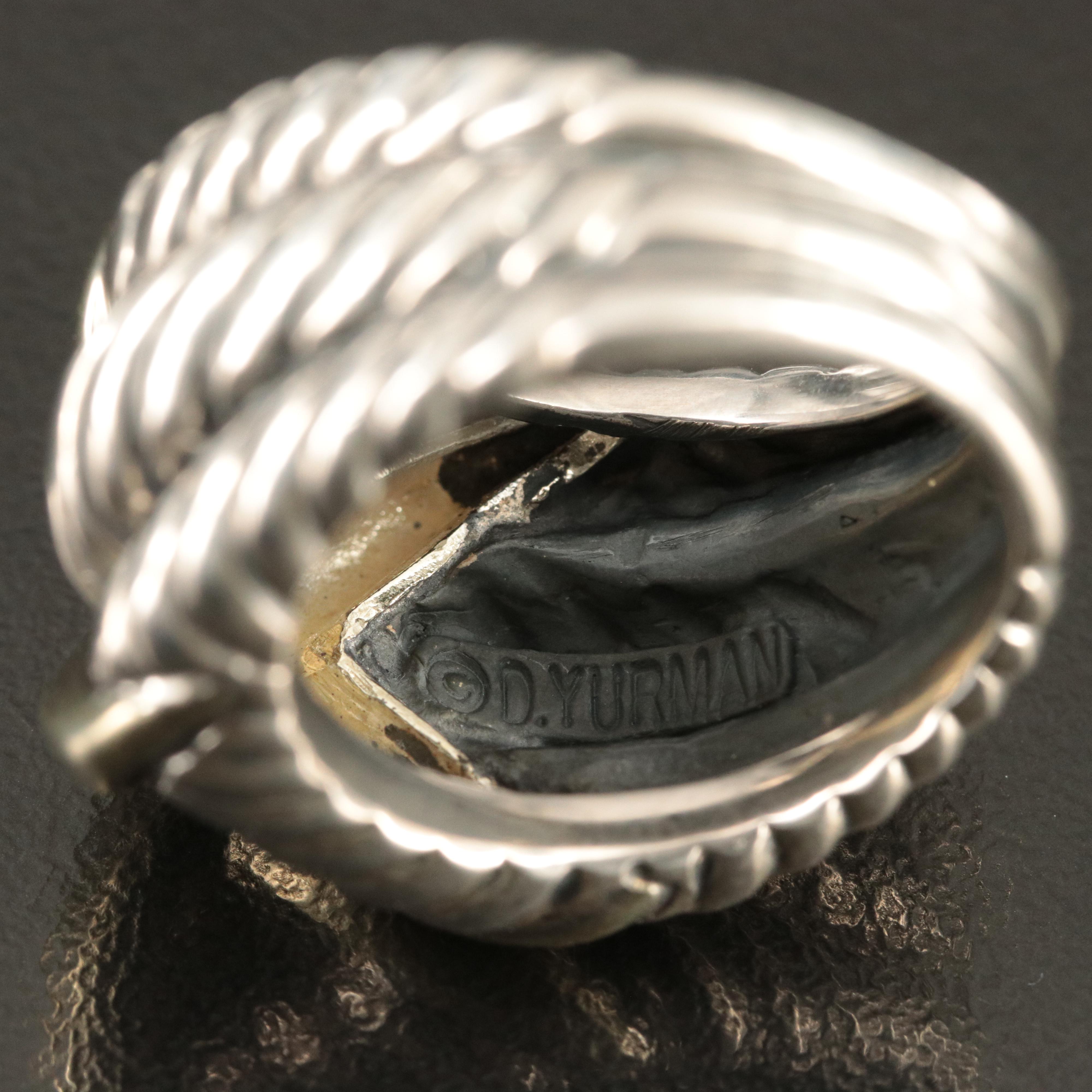 David Yurman Sterling and 14K Triple Cable "X" Ring