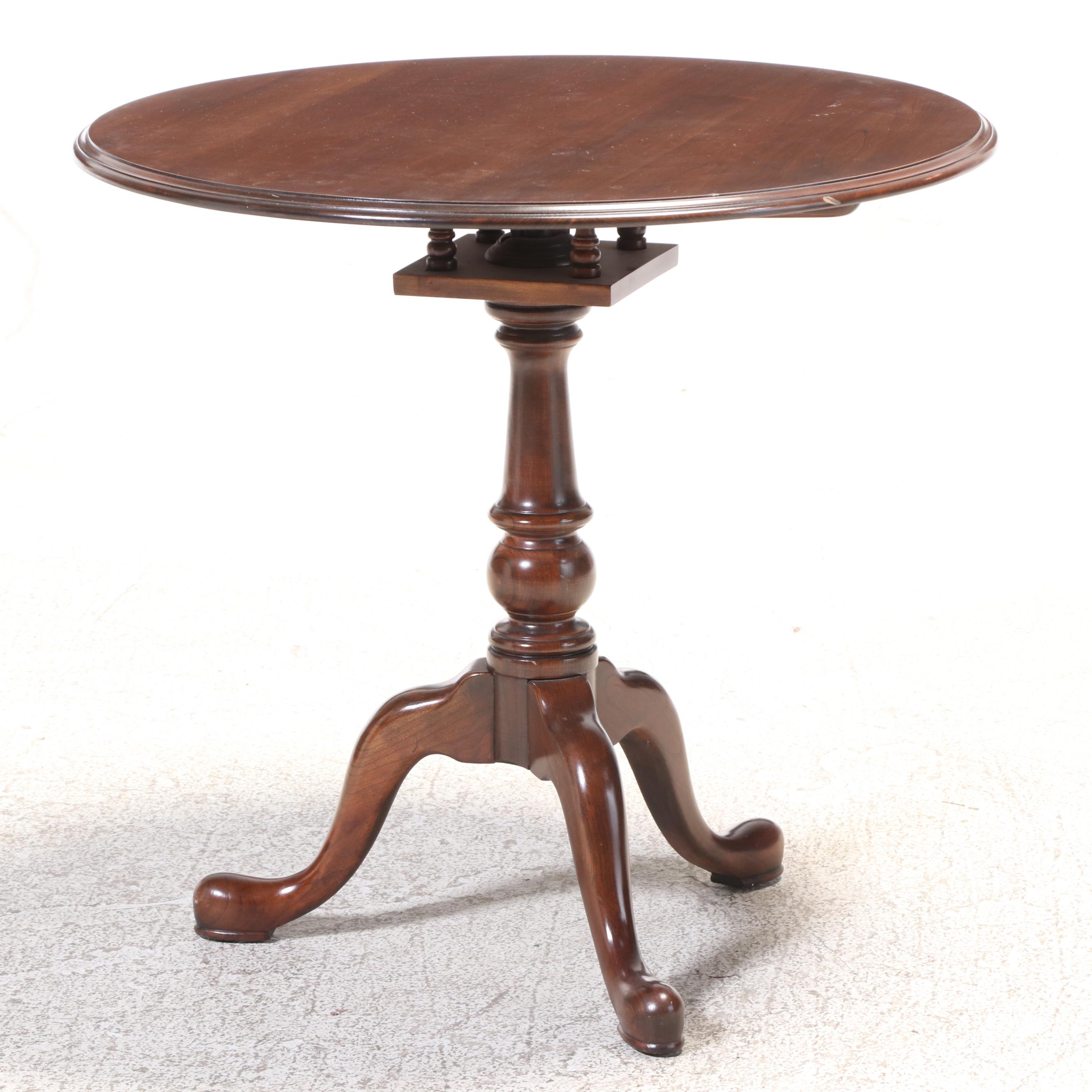 Ethan Allen Queen Anne Style Cherrywood Birdcage-Action Tea Table