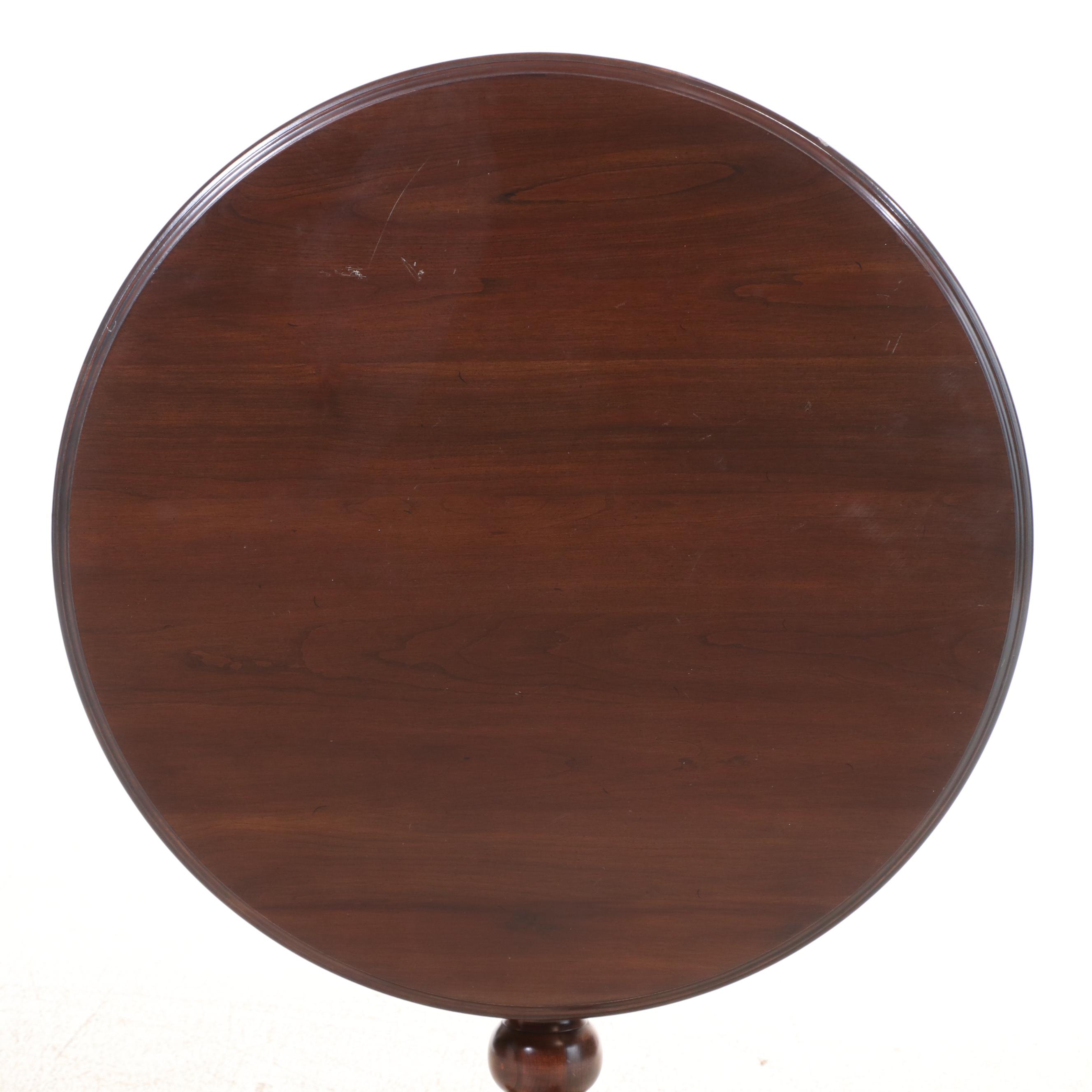 Ethan Allen Queen Anne Style Cherrywood Birdcage-Action Tea Table