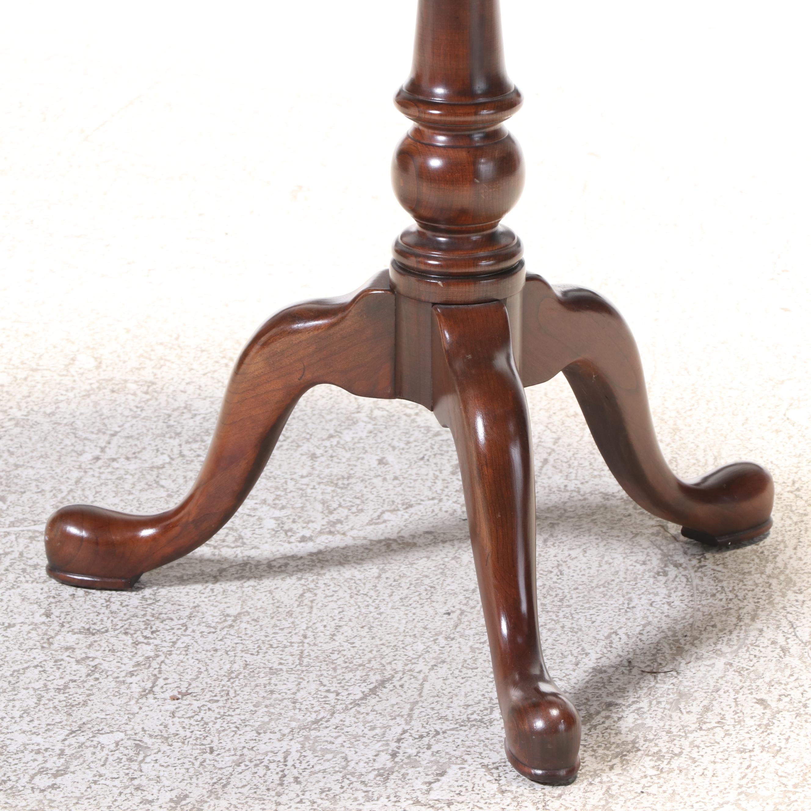 Ethan Allen Queen Anne Style Cherrywood Birdcage-Action Tea Table