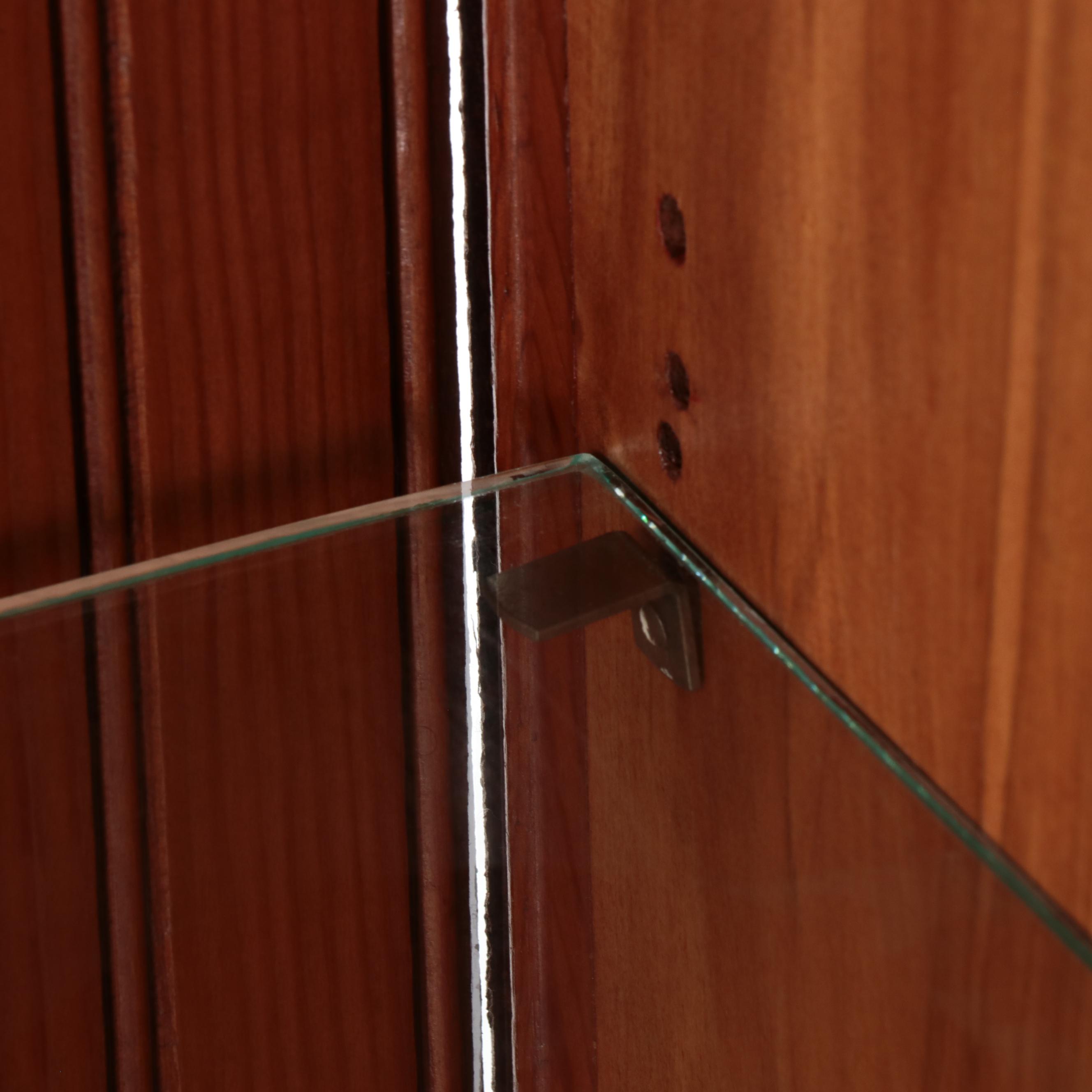 Pair of Arts & Crafts Style Oak Display Cabinets with Beveled Glass Doors