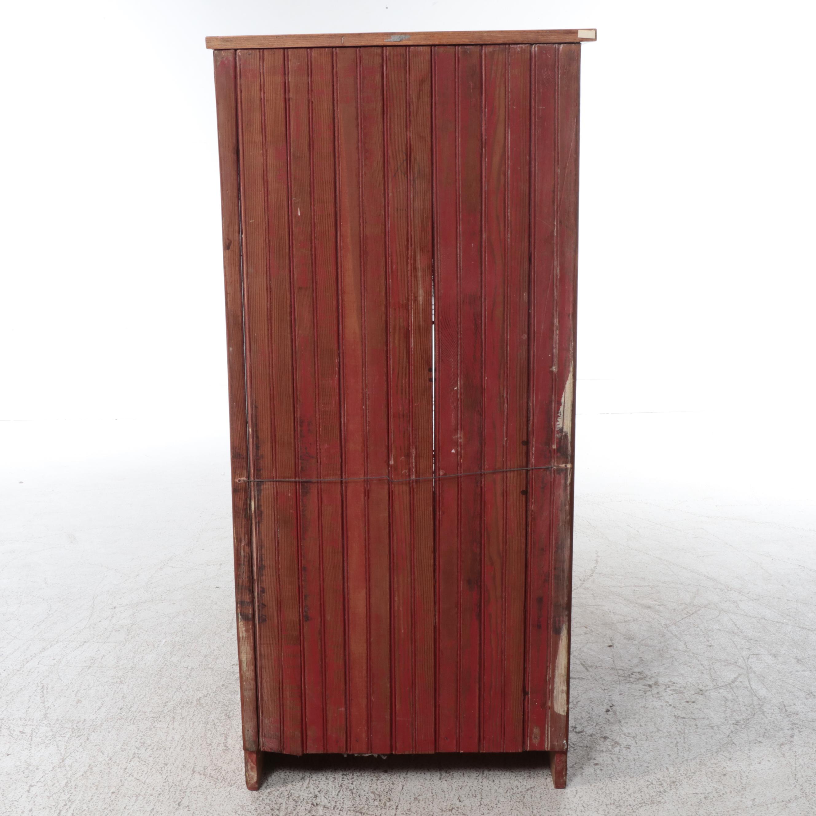 Pair of Arts & Crafts Style Oak Display Cabinets with Beveled Glass Doors