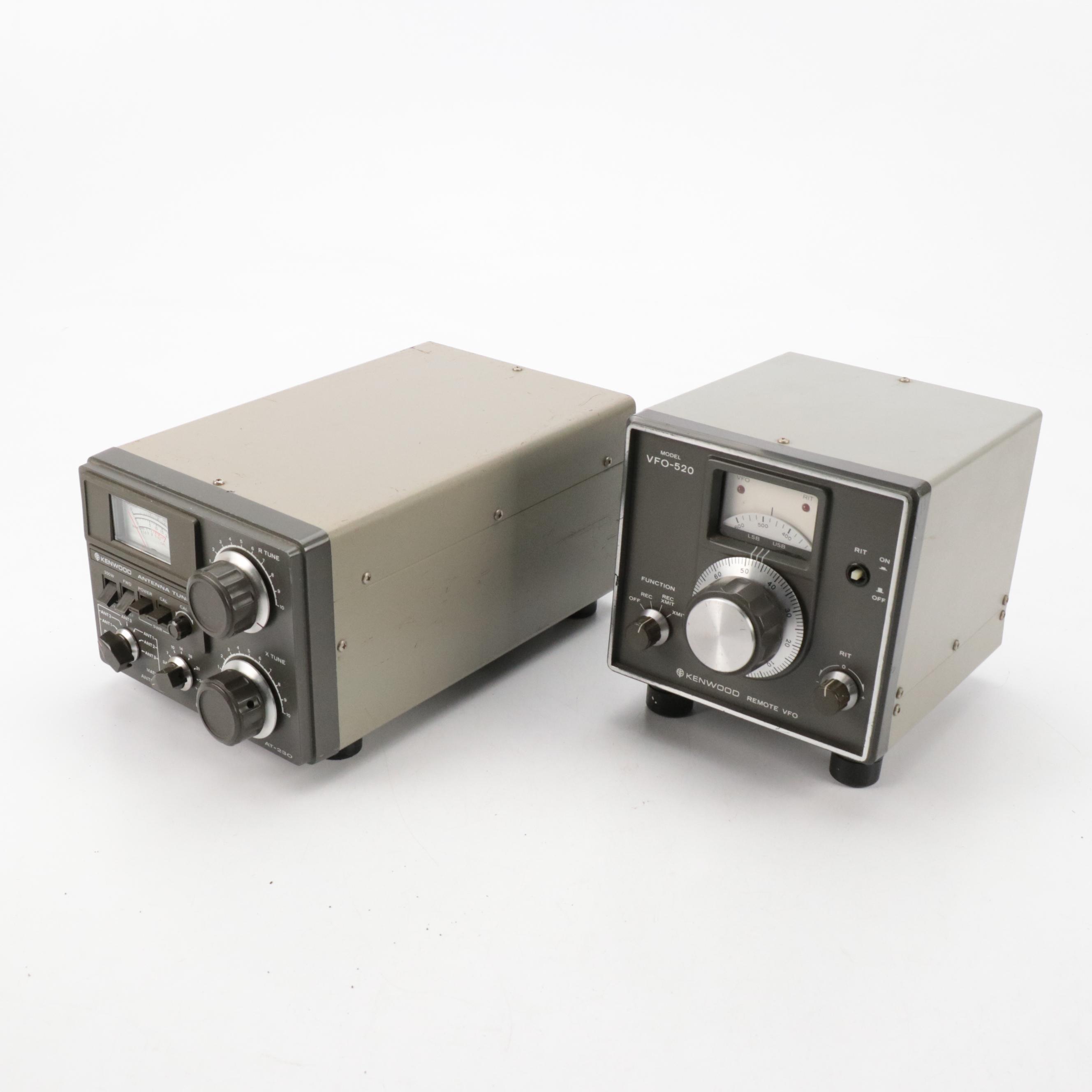 Kenwood Antenna Tuner, Remote VFO, Transceiver and Drake Microphone