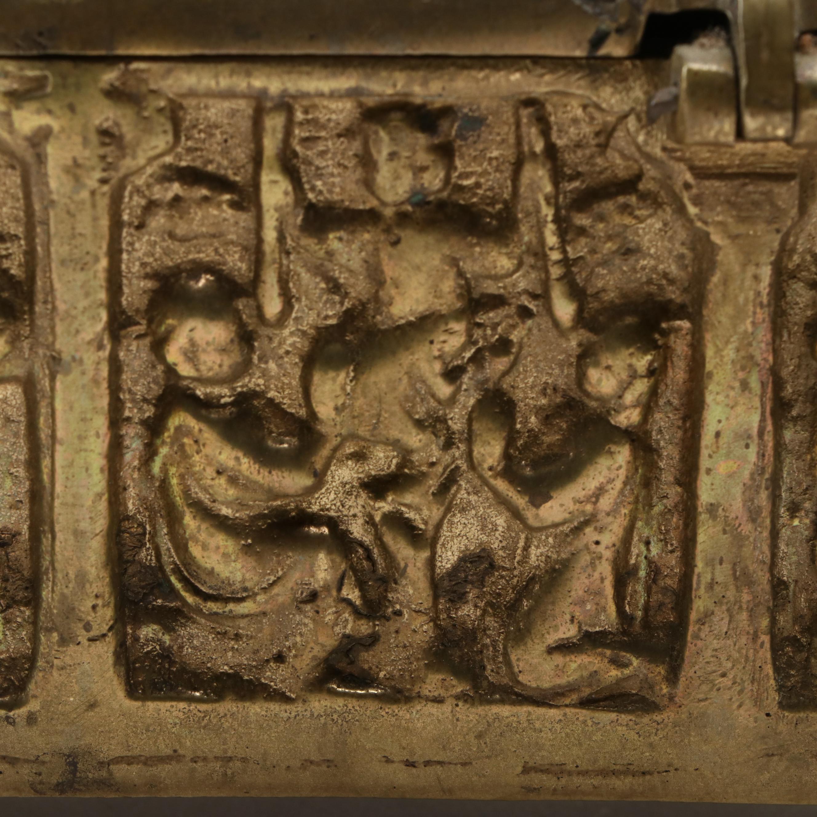 Grand Tour Gilt Cast Metal Gothic Style Relic Casket Box, 20th Century