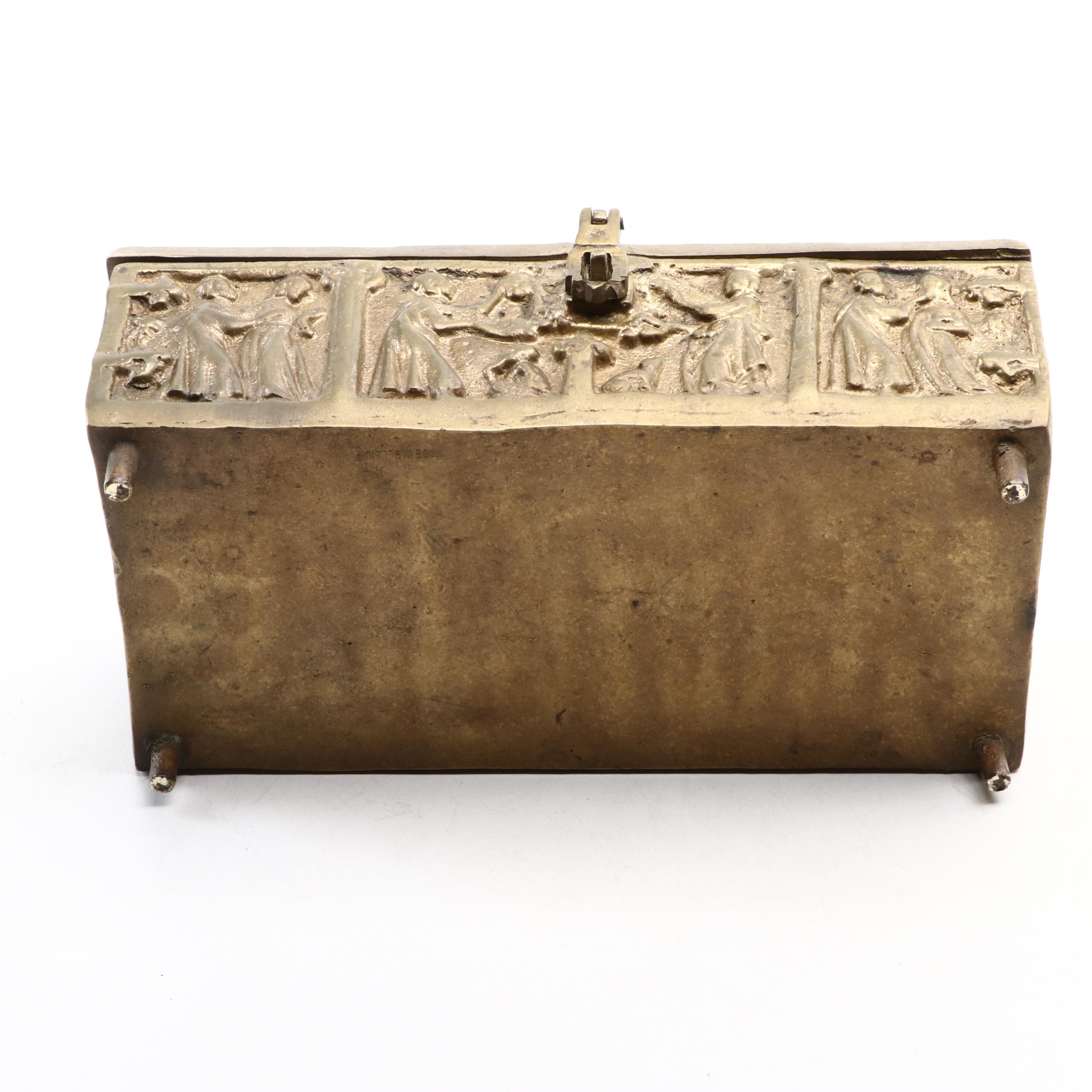 Grand Tour Gilt Cast Metal Gothic Style Relic Casket Box, 20th Century