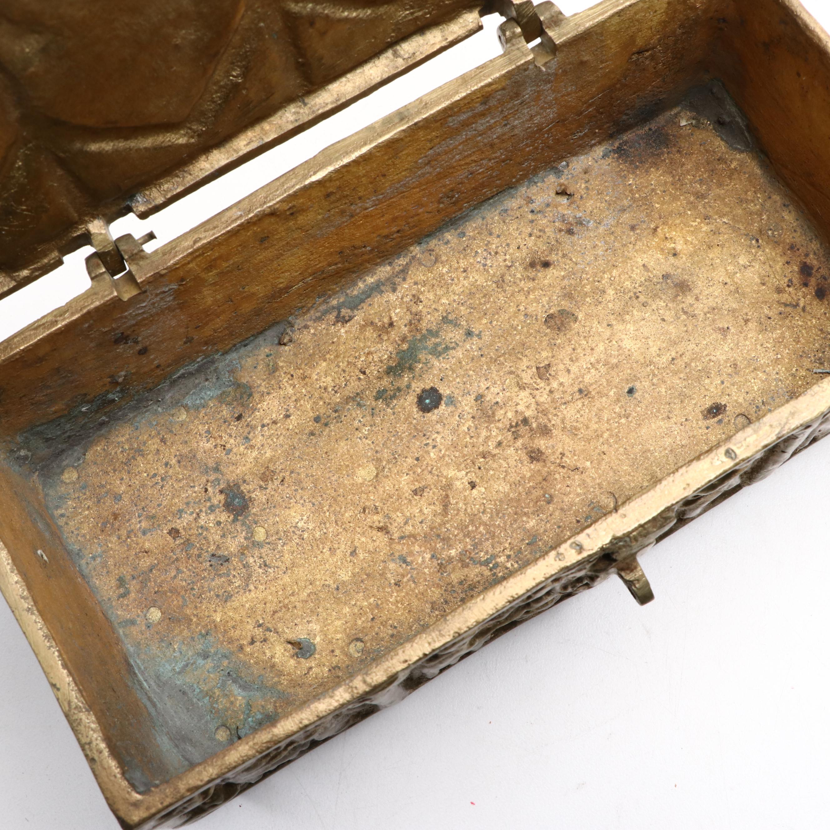 Grand Tour Gilt Cast Metal Gothic Style Relic Casket Box, 20th Century