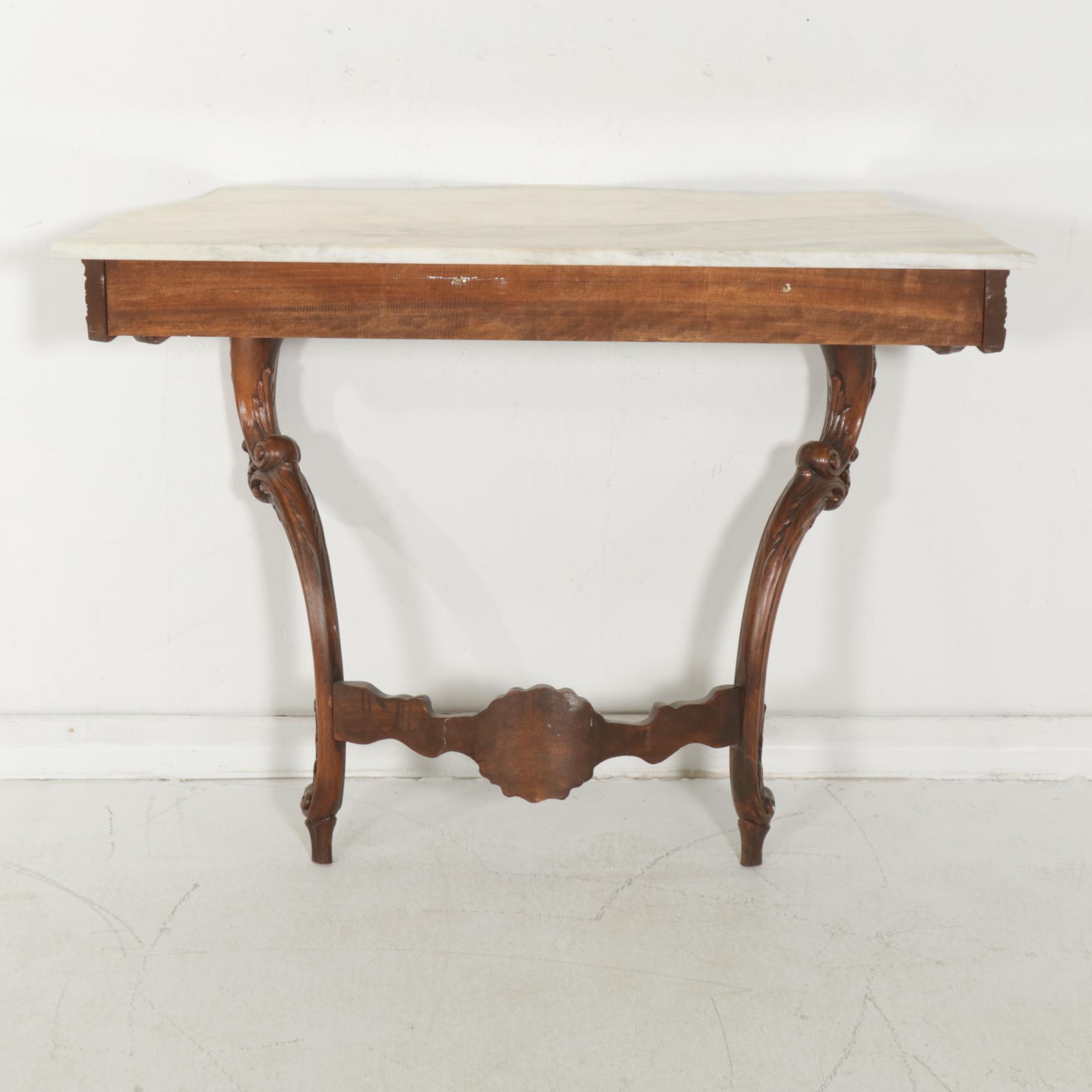 Louis XV Style Shell-Carved  and Marble Top Wall-Mount Console Table
