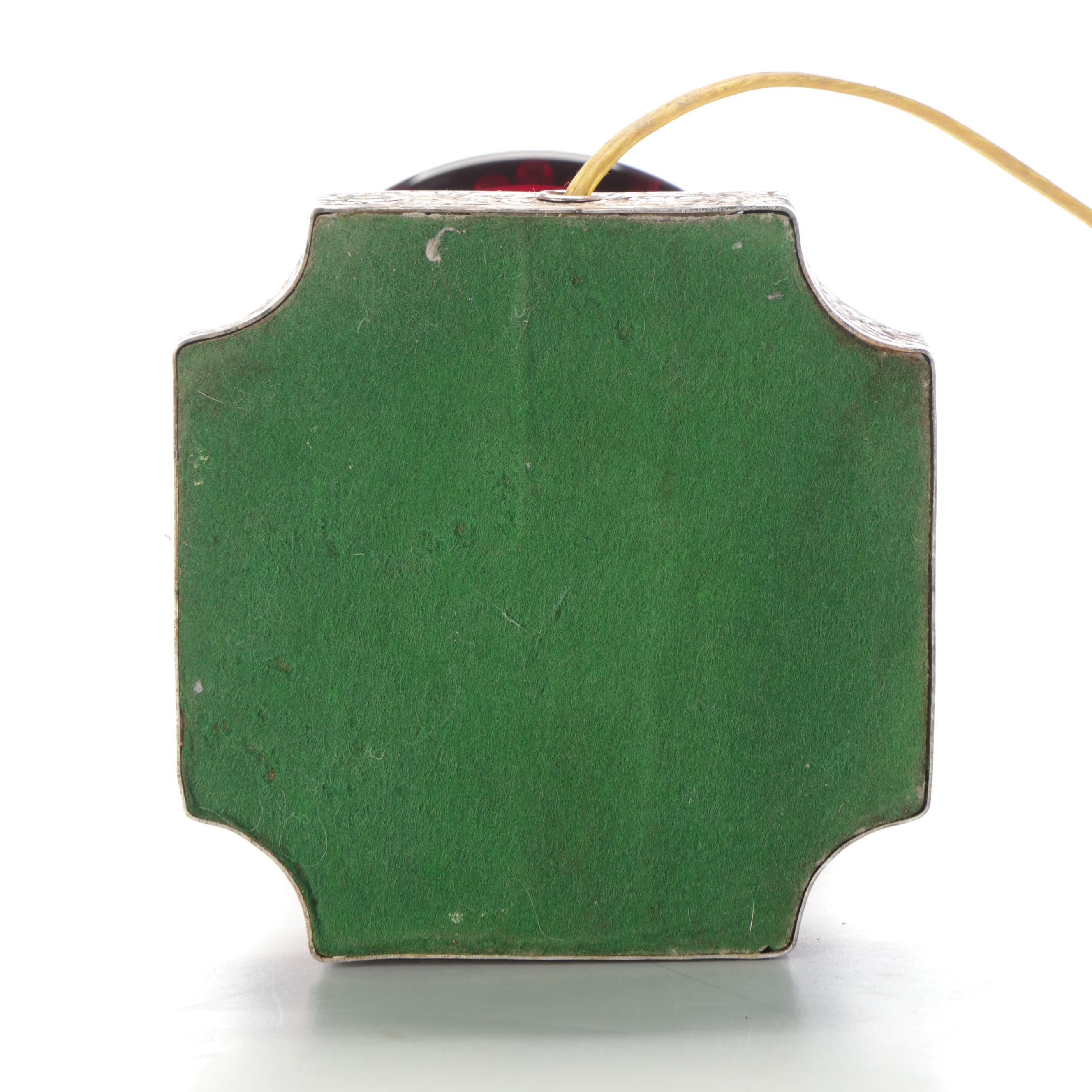 Bohemian Style Cut to Clear Glass Table Lamp with Silver Plate Base